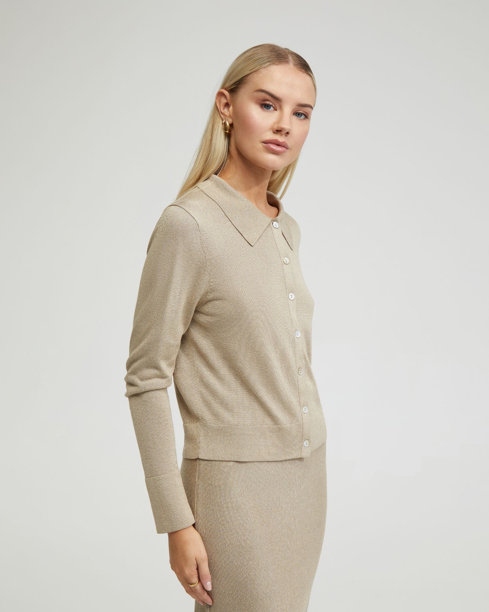 Aggie Knitted Metallic Cardigan - Image 2