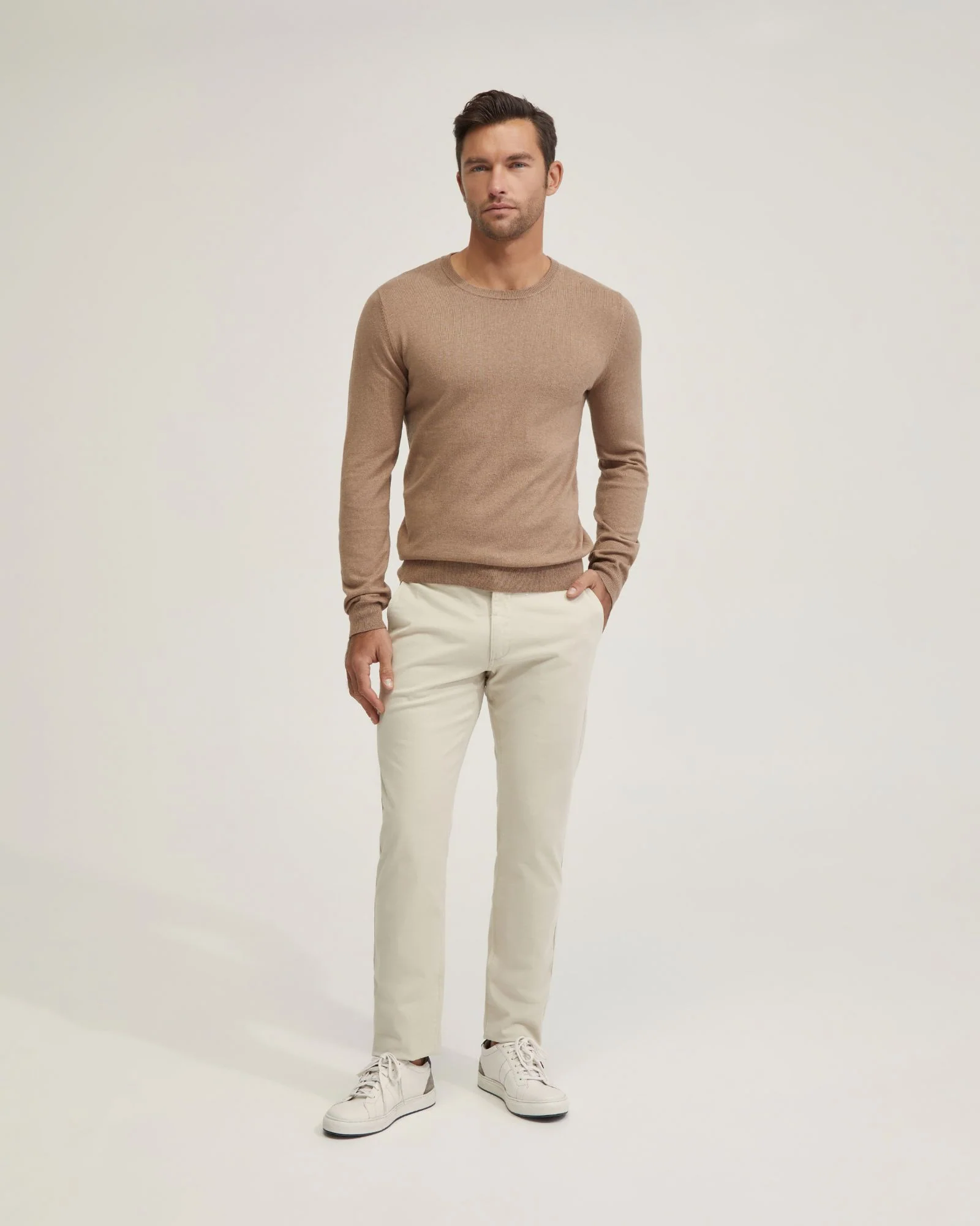 Basic Crew Neck Cashmere Blend Top - Image 7