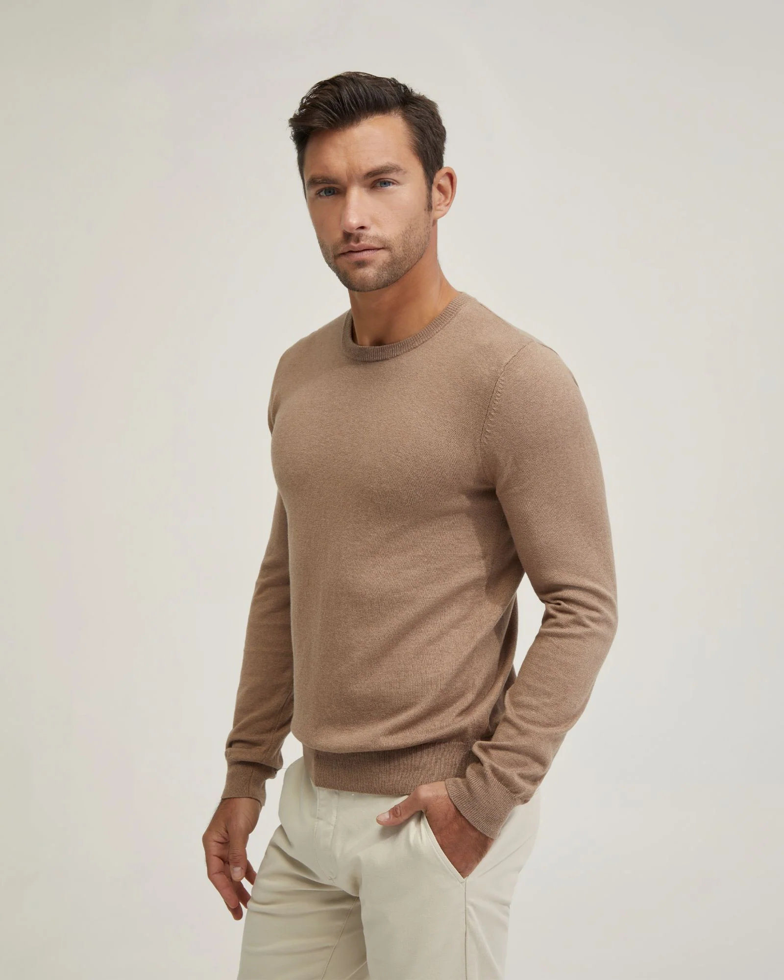 Basic Crew Neck Cashmere Blend Top - Image 8