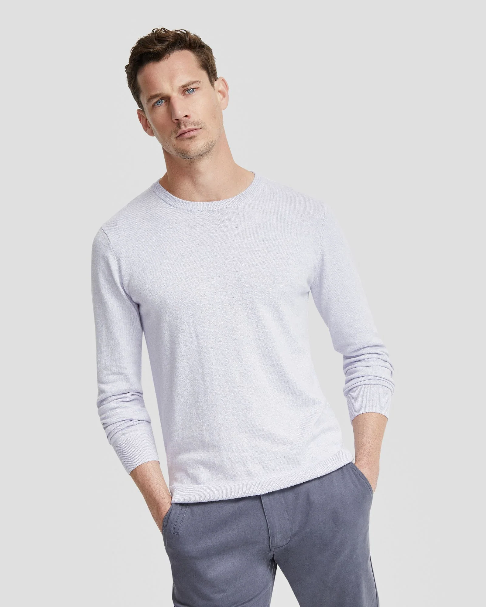 Basic Crew Neck Cashmere Blend Top - Image 20