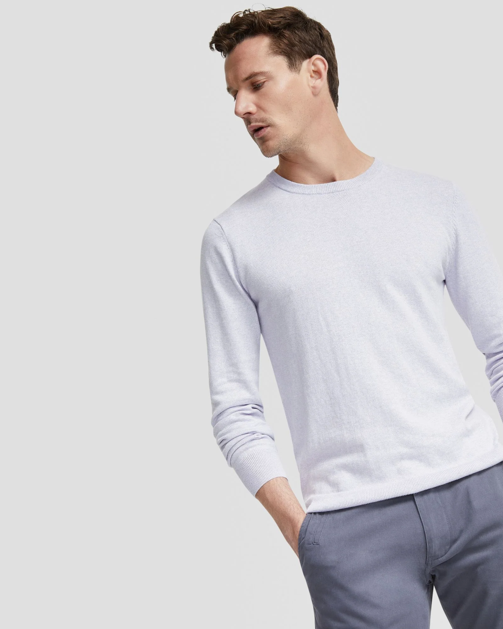 Basic Crew Neck Cashmere Blend Top - Image 22
