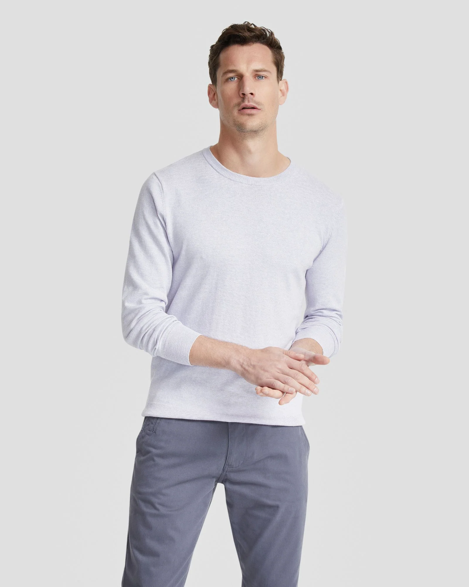 Basic Crew Neck Cashmere Blend Top - Image 23