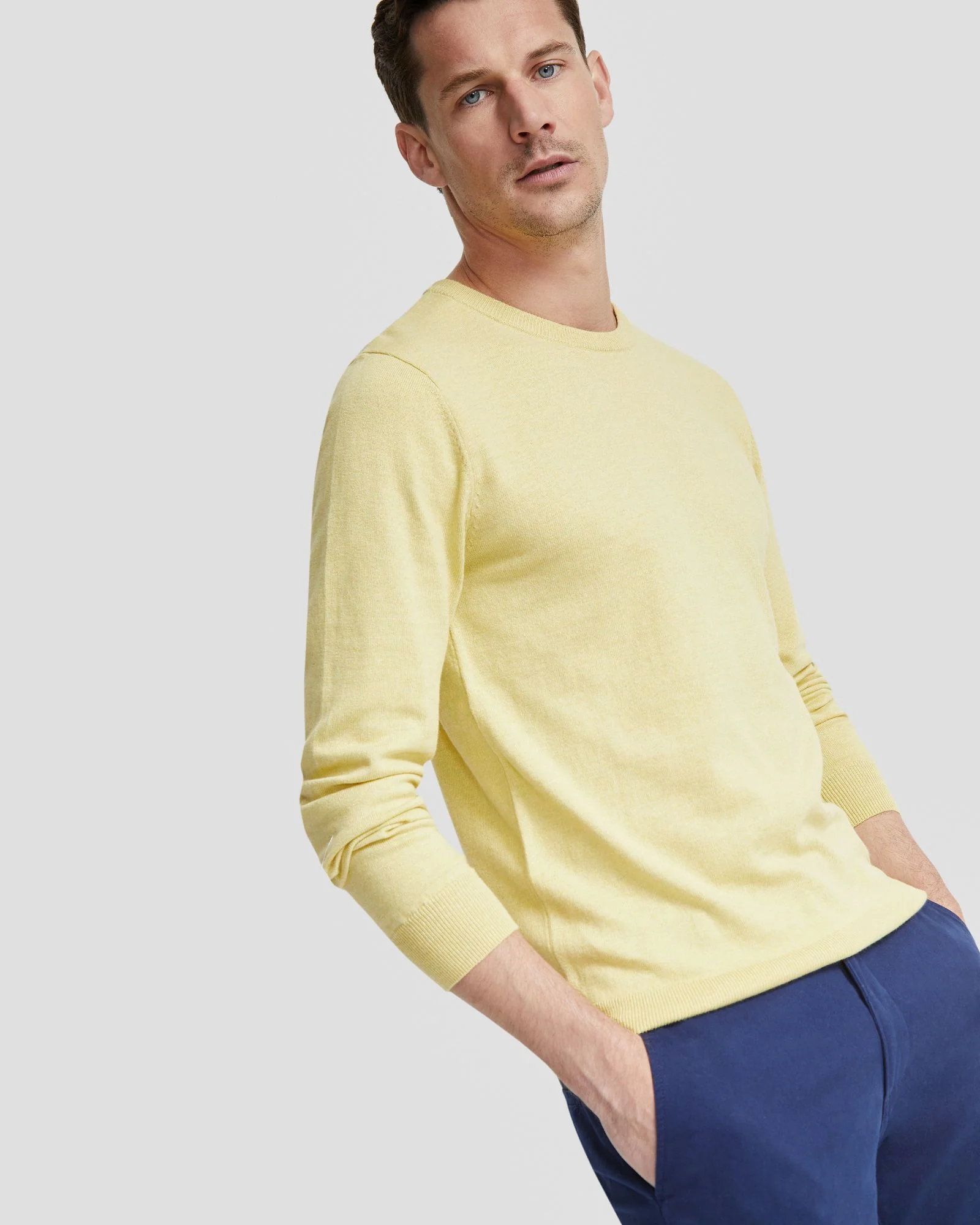 Basic Crew Neck Cashmere Blend Top - Image 34