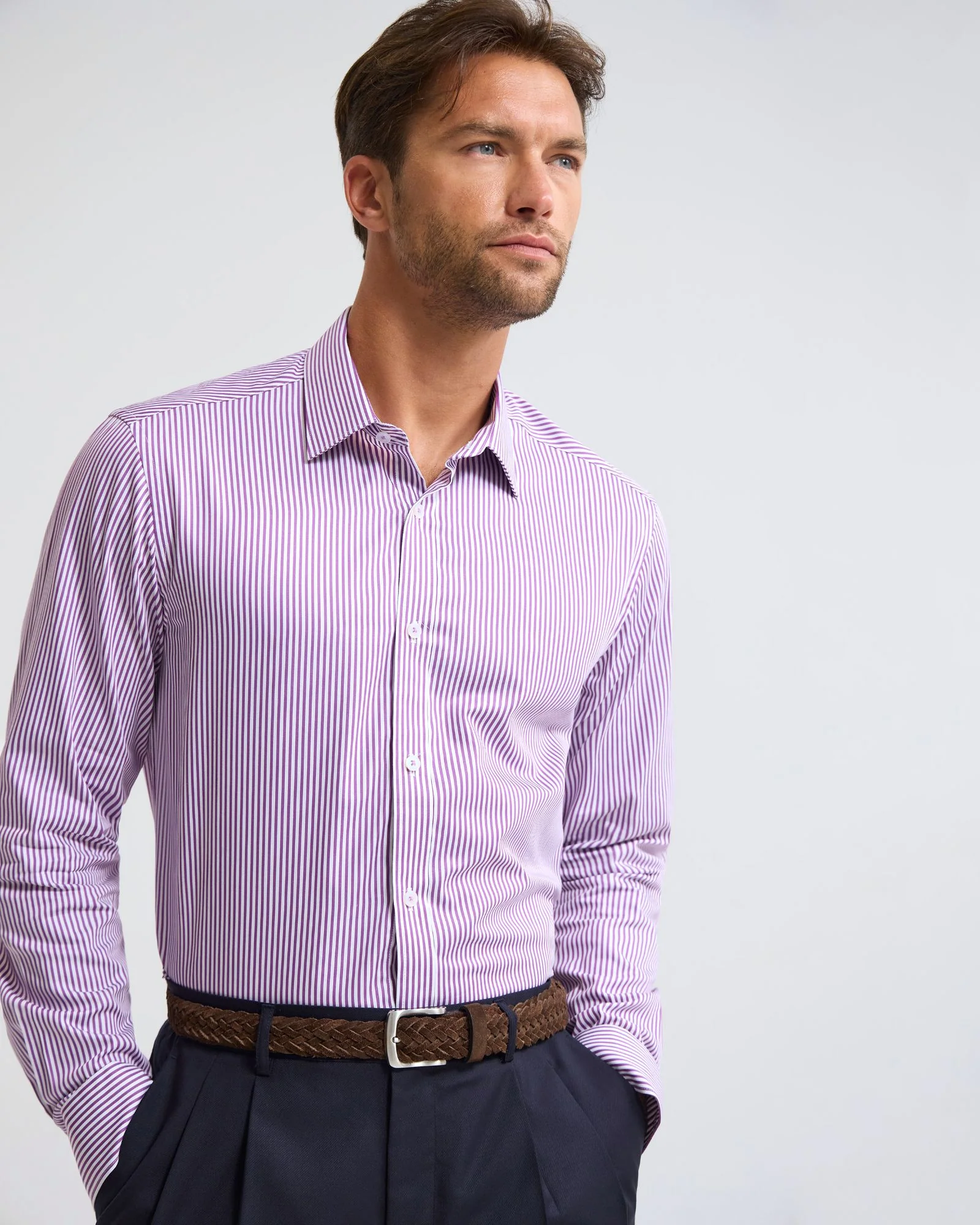 Beckton Stripe Slim Fit Luxury Shirt - Image 20