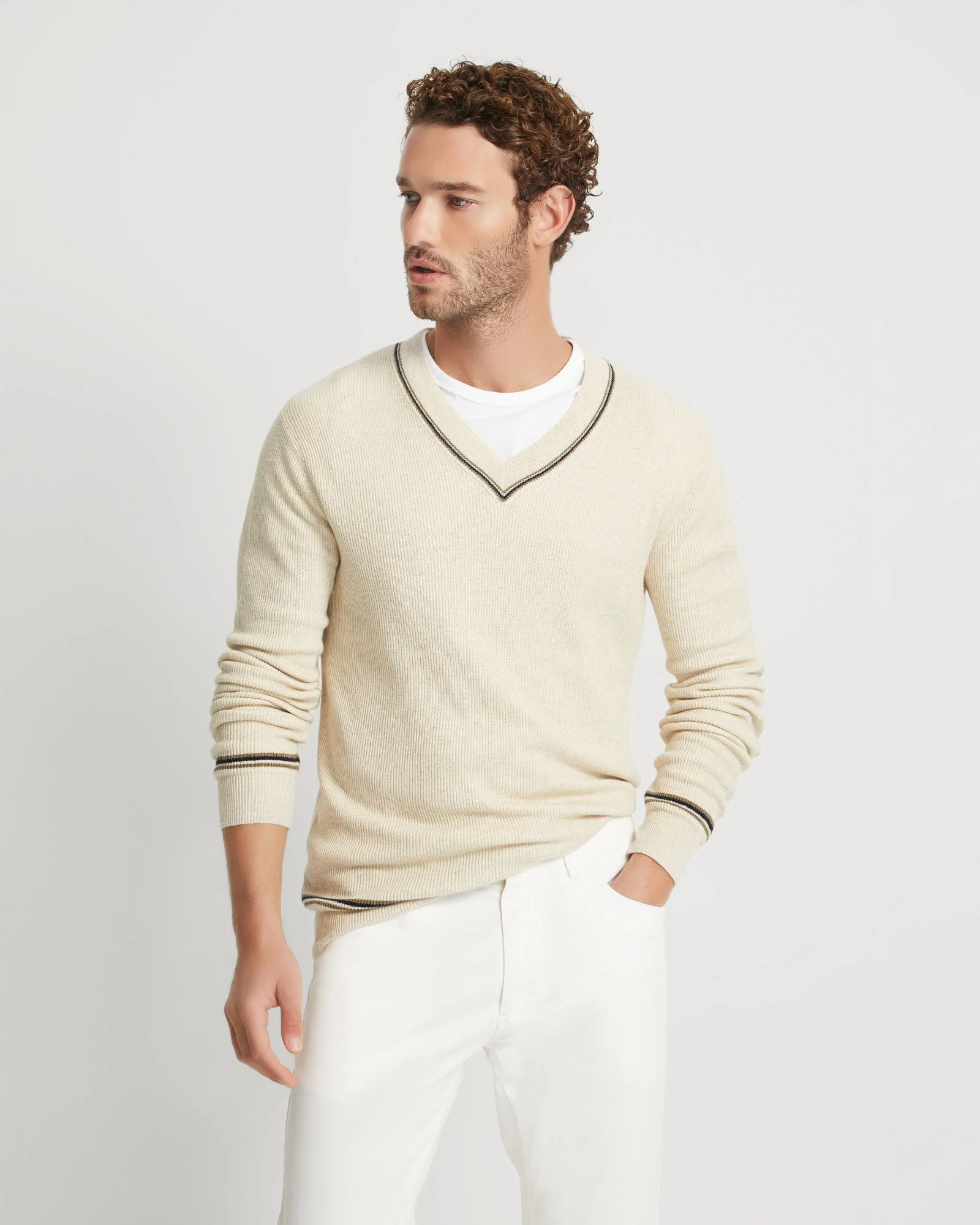 Bruno Cashmere Blend V-Neck Top - Image 11