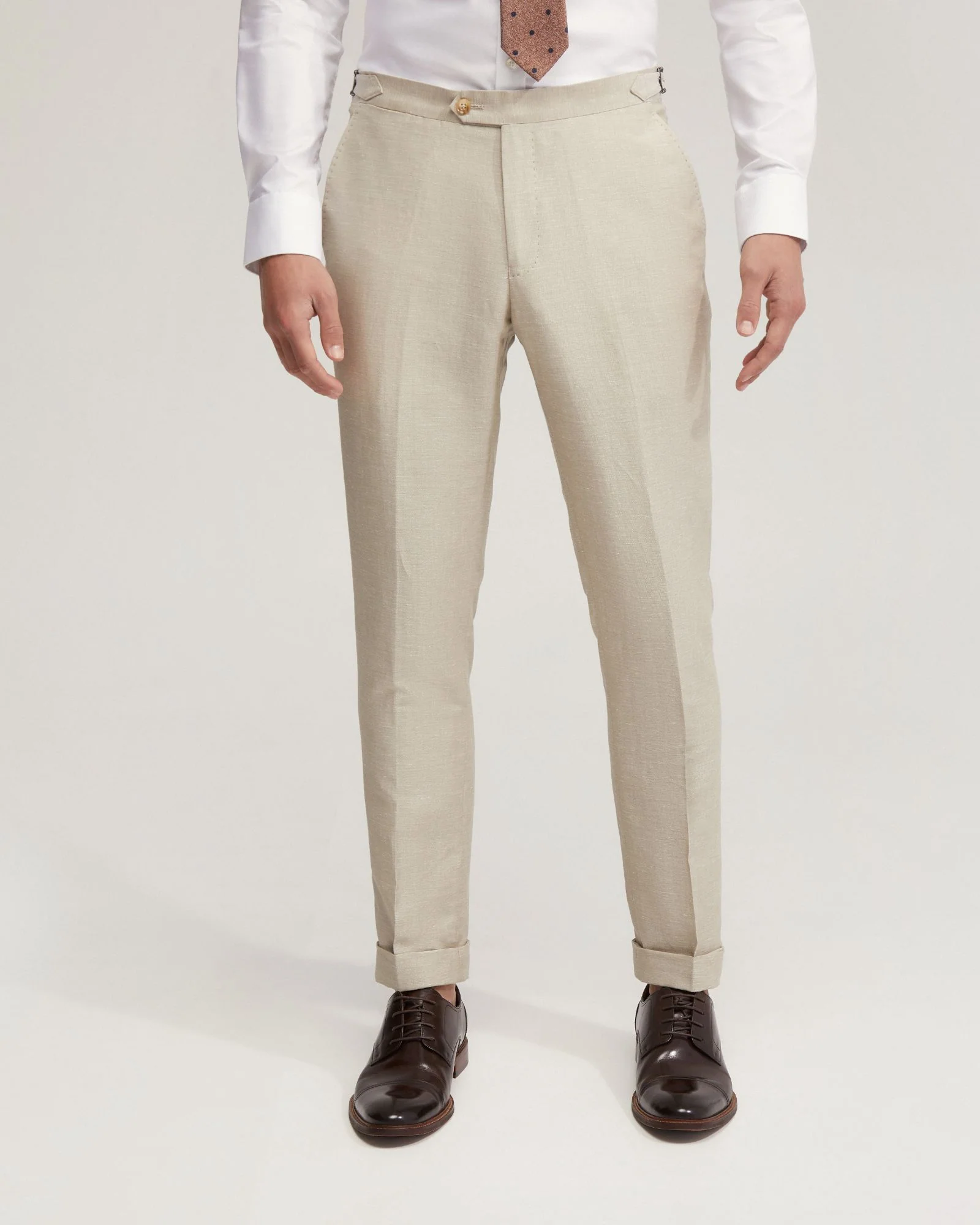 Byron Wool Linen Cuffed Suit Trousers