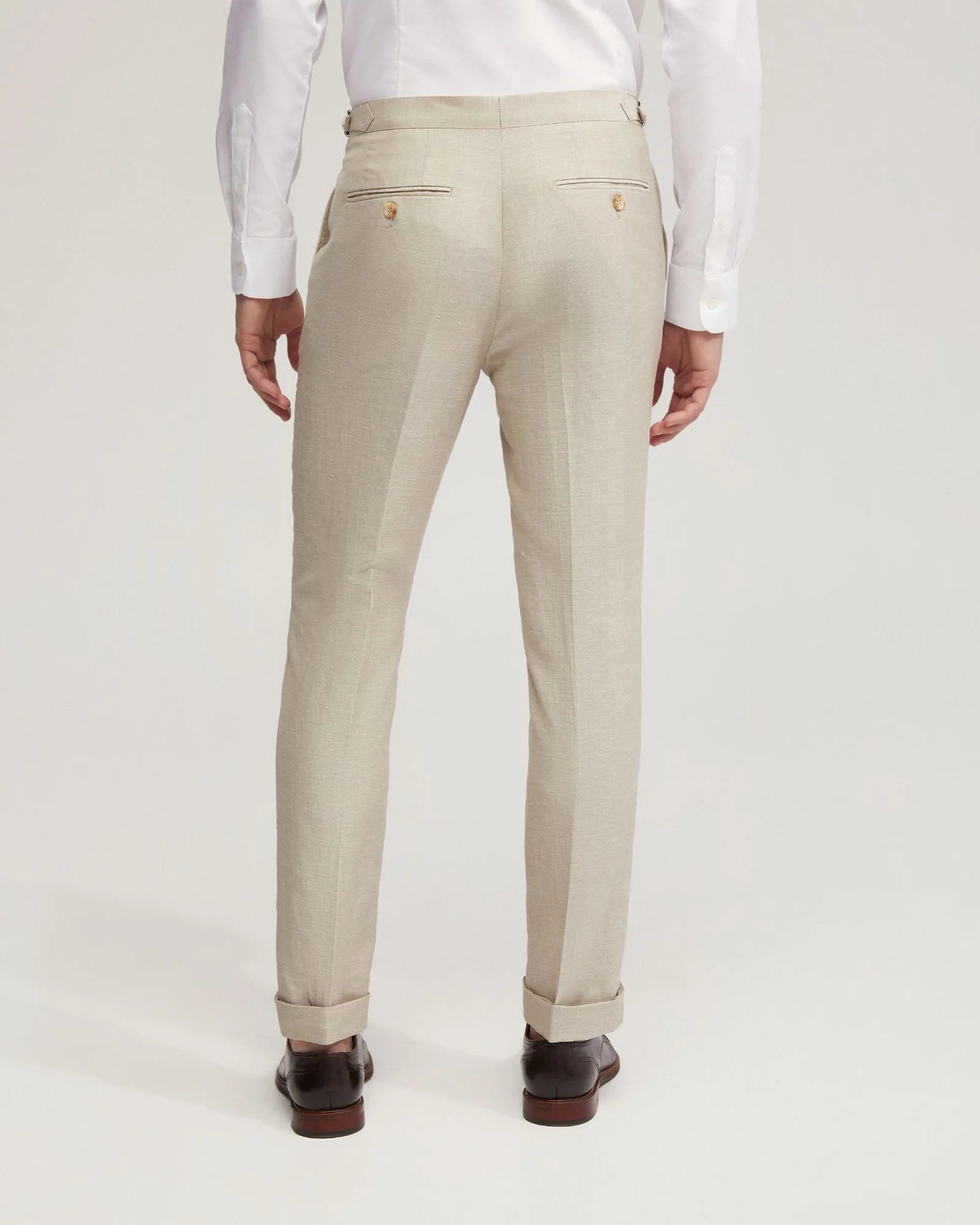 Byron Wool Linen Cuffed Suit Trousers - Image 3