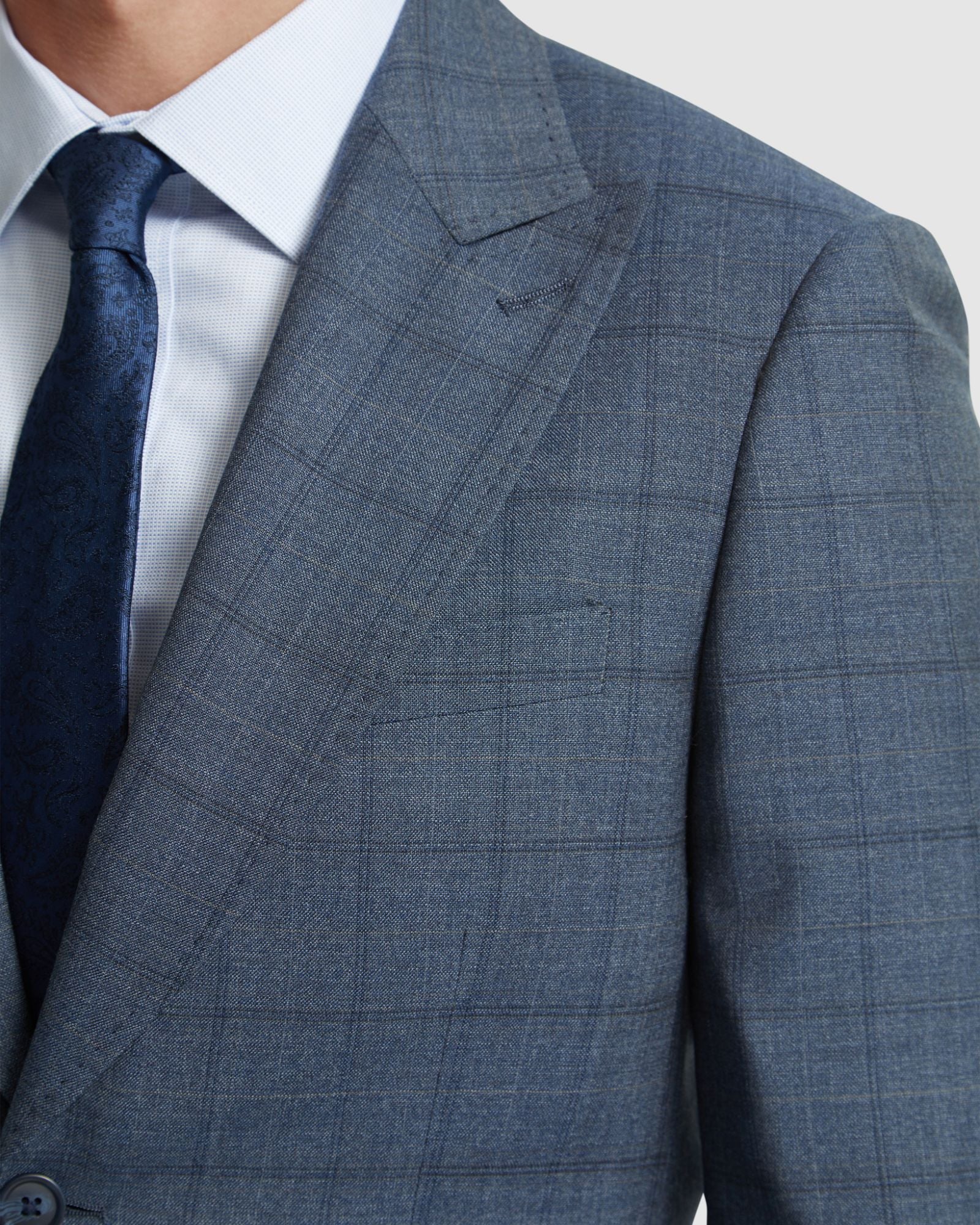 Byron Wool Check Suit Jacket Peak Lapel - Image 6
