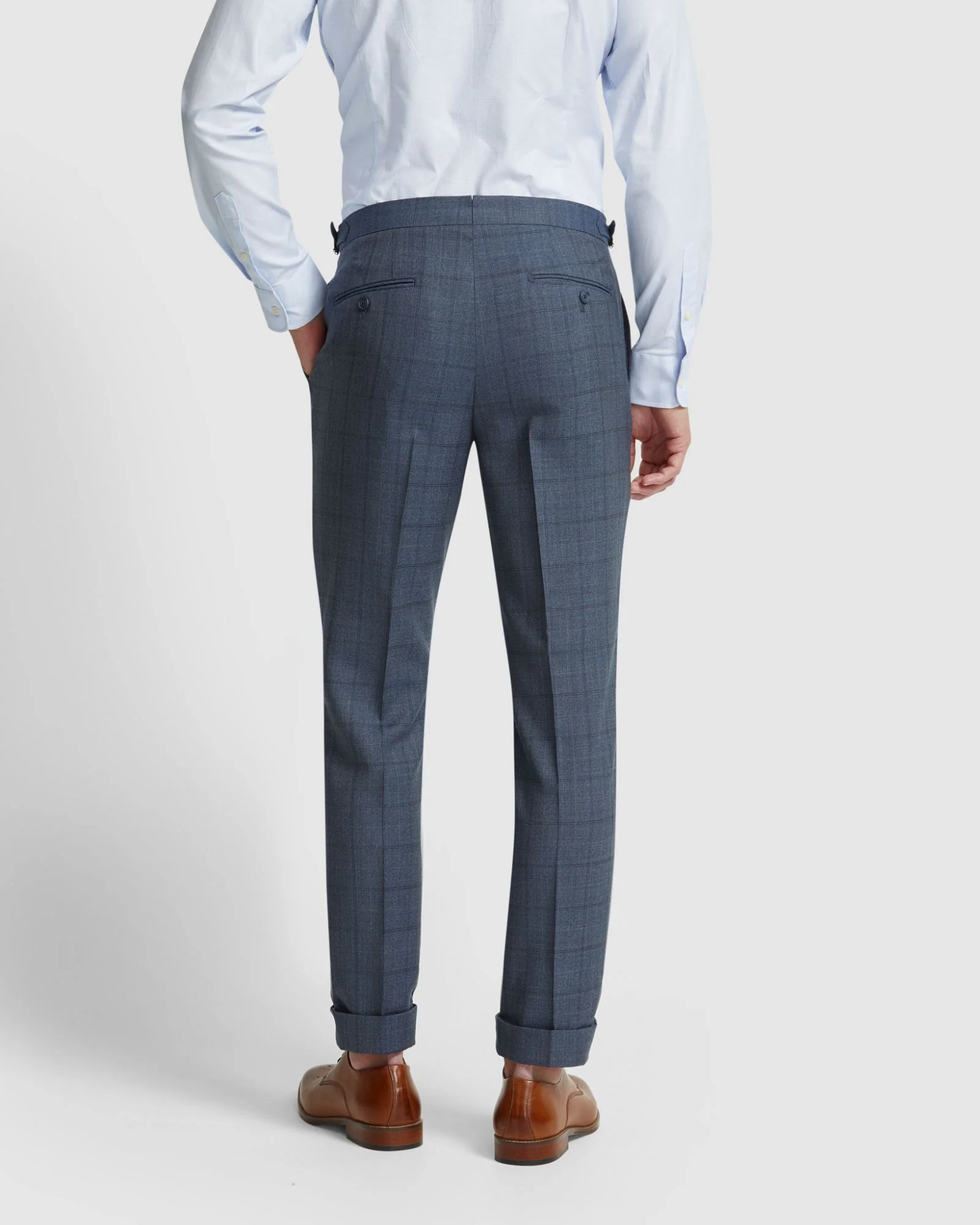 Byron Wool Check Suit Trousers Side Tab - Image 3