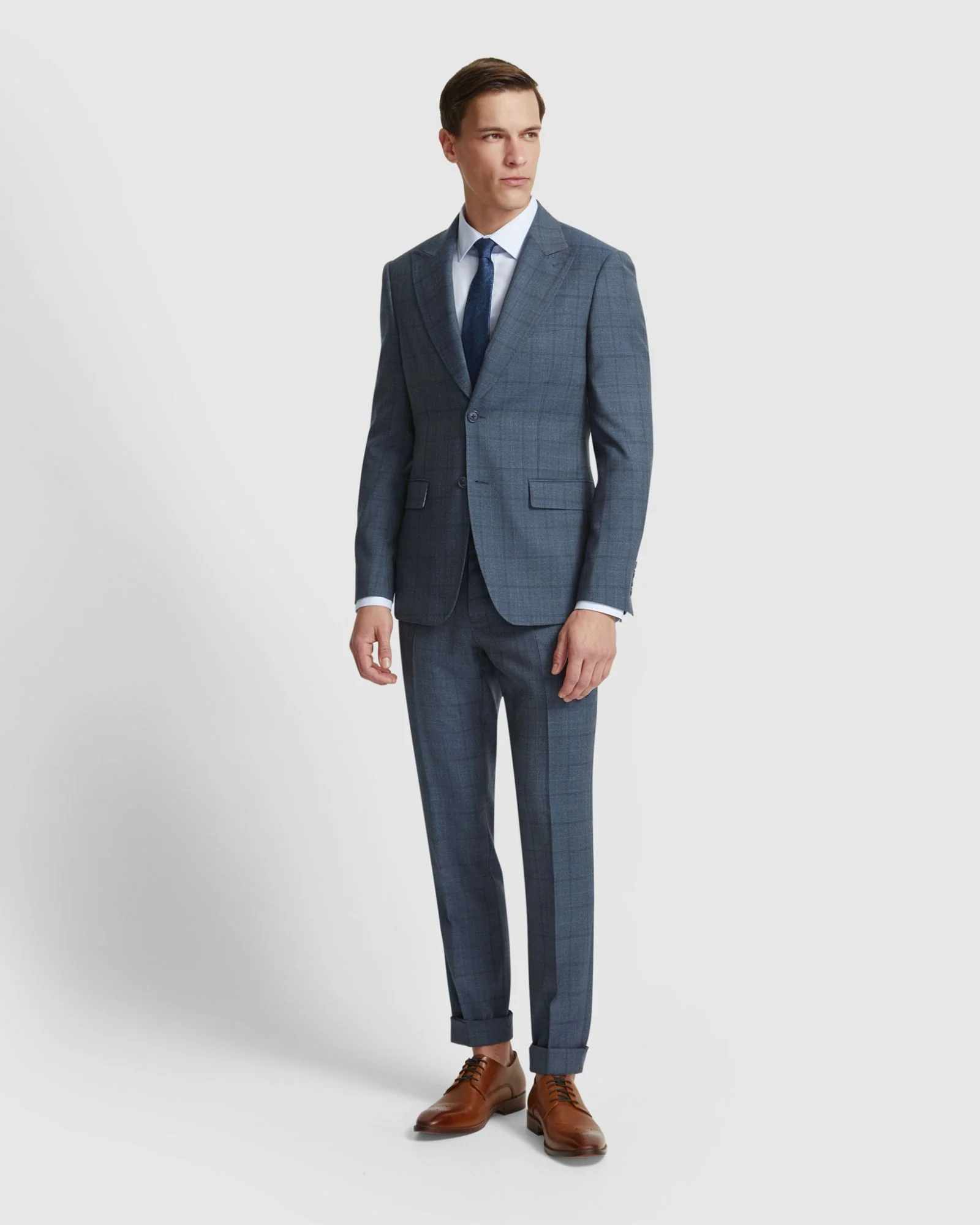 Byron Wool Check Suit Trousers Side Tab - Image 5