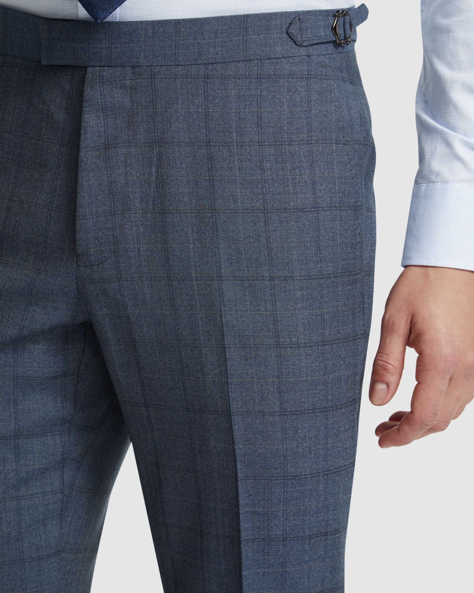 Byron Wool Check Suit Trousers Side Tab - Image 6