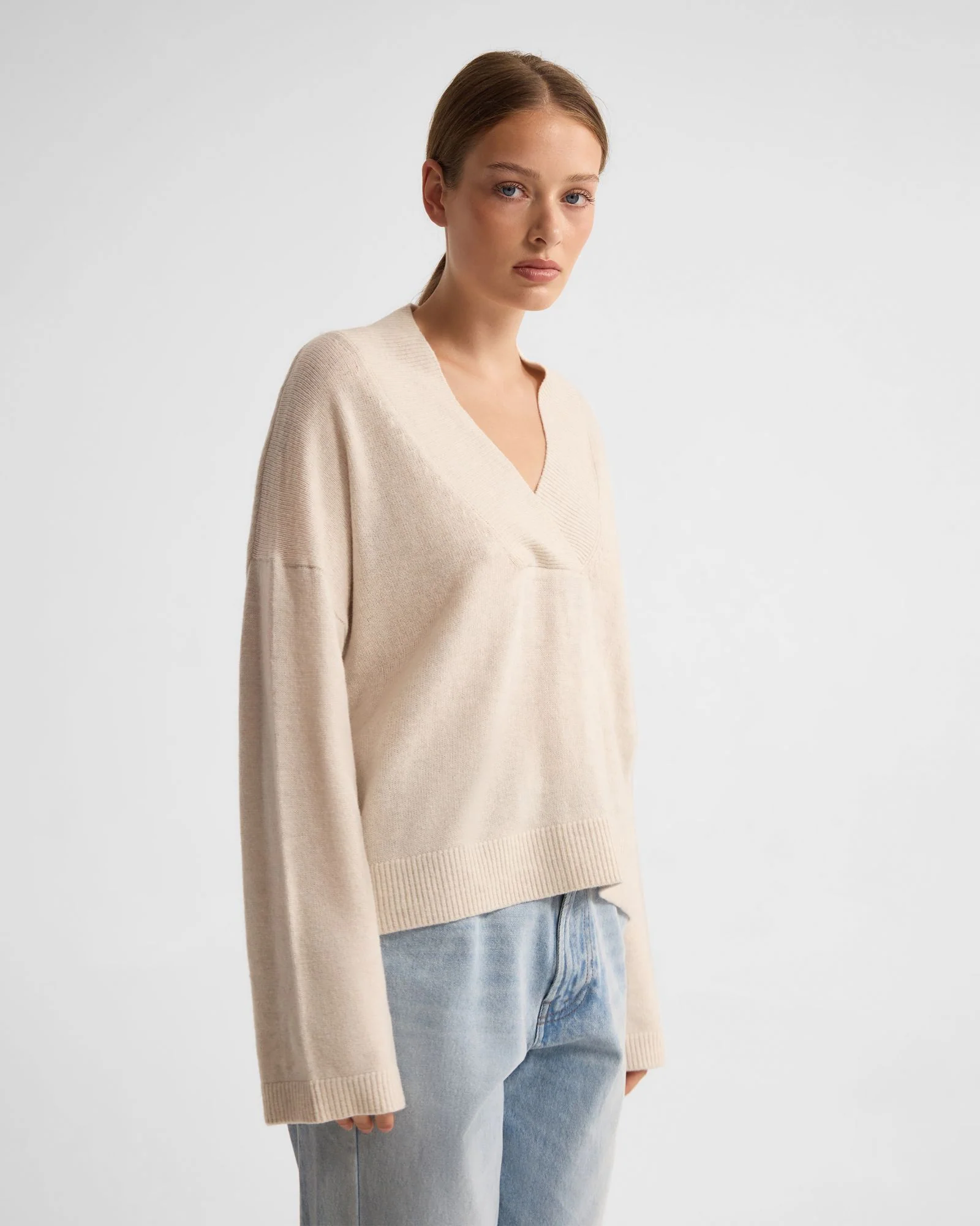 Camille V-Neck Wool Blend Knit - Image 10