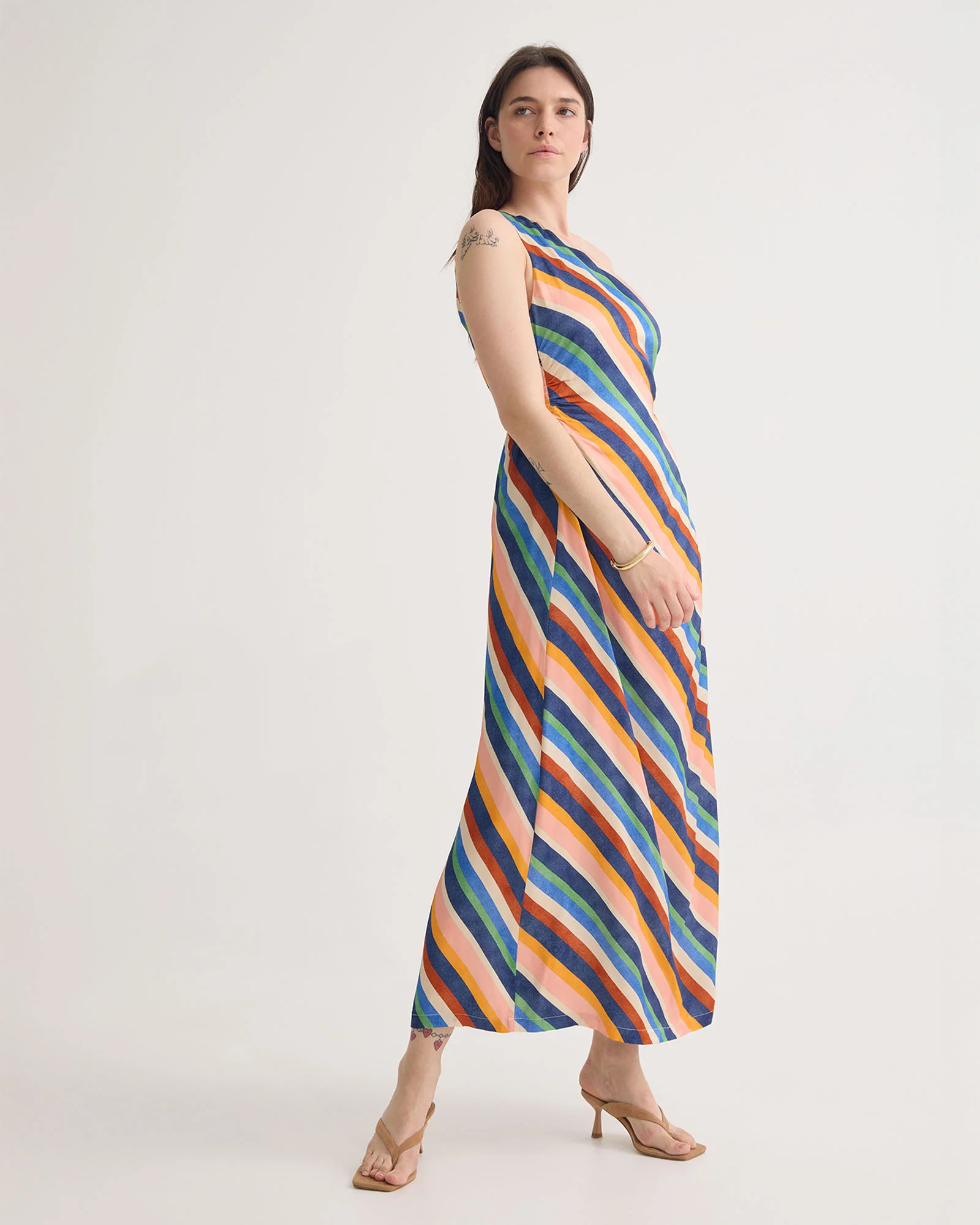 Capri Striped One Shoulder Dress