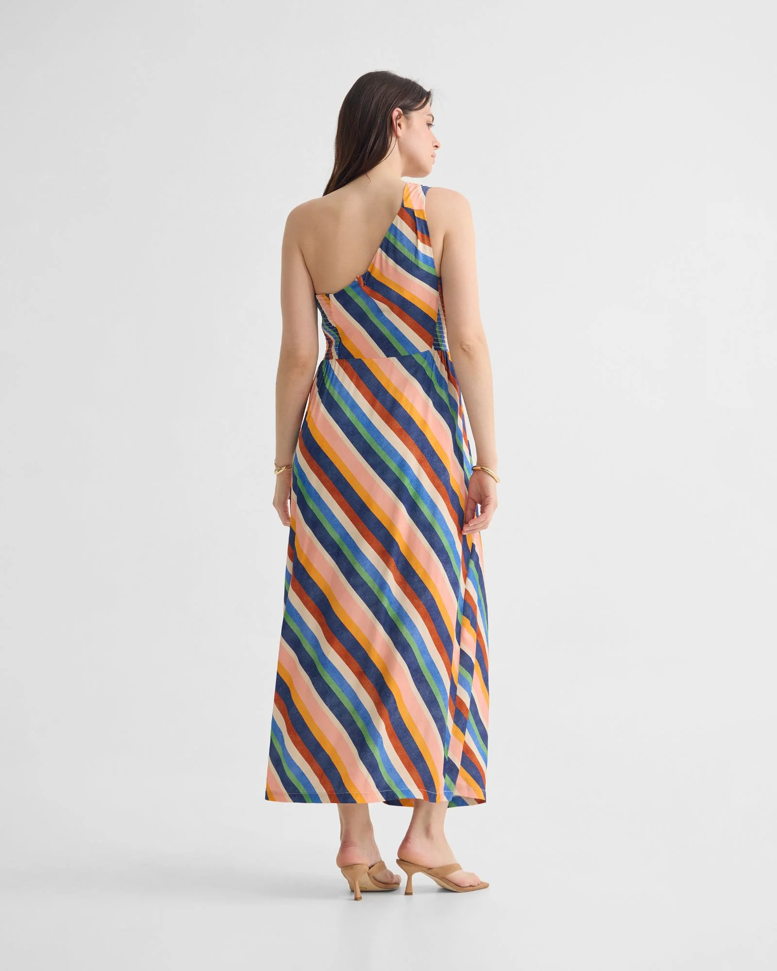 Capri Striped One Shoulder Dress - Image 3