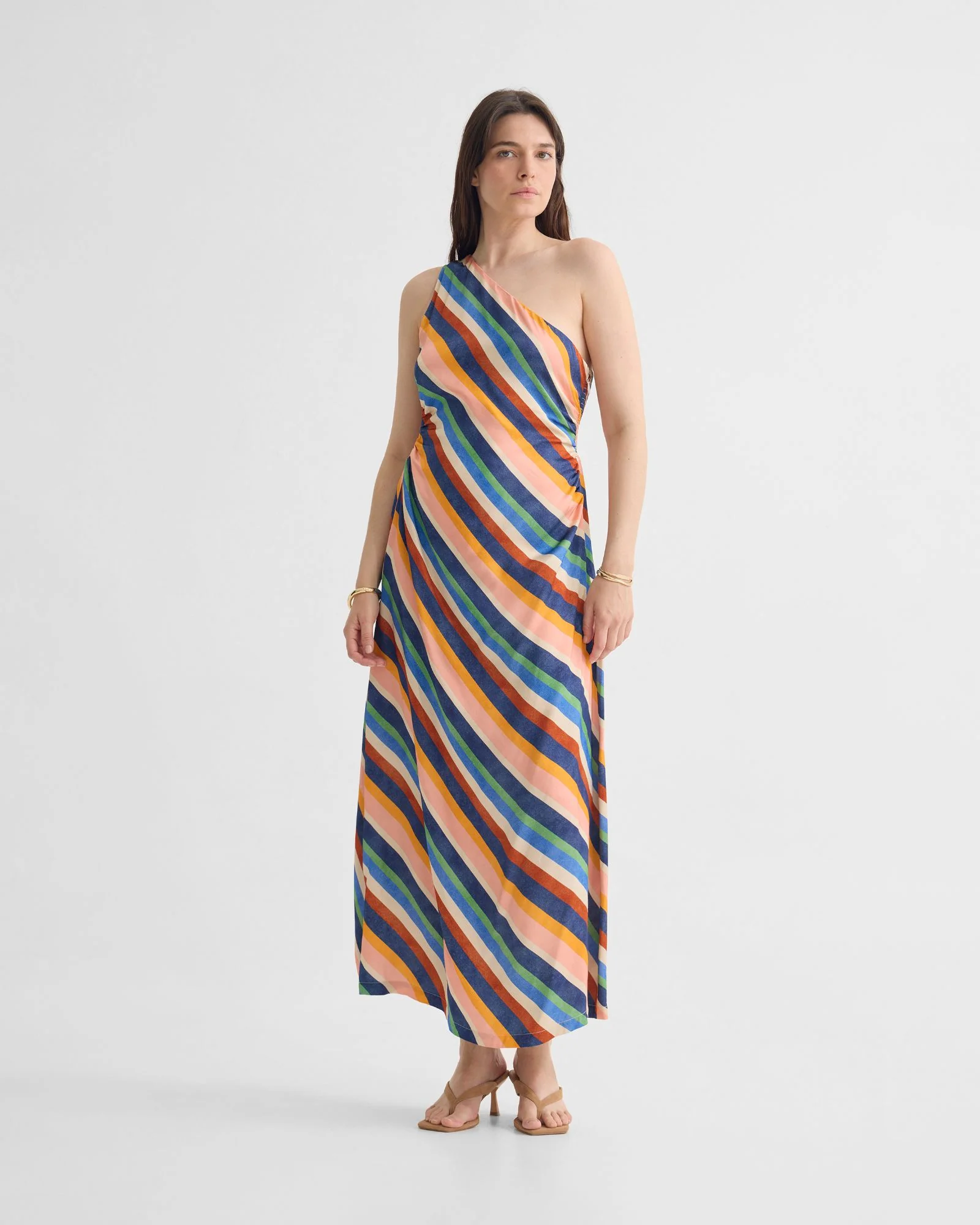 Capri Striped One Shoulder Dress - Image 5