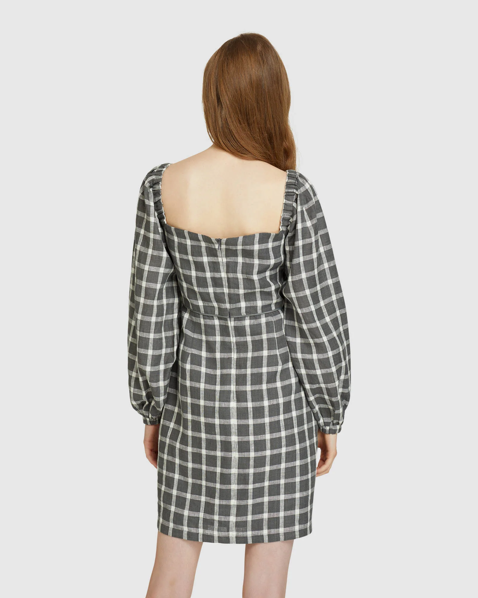 Cilly Check Linen Mini Dress - Image 3