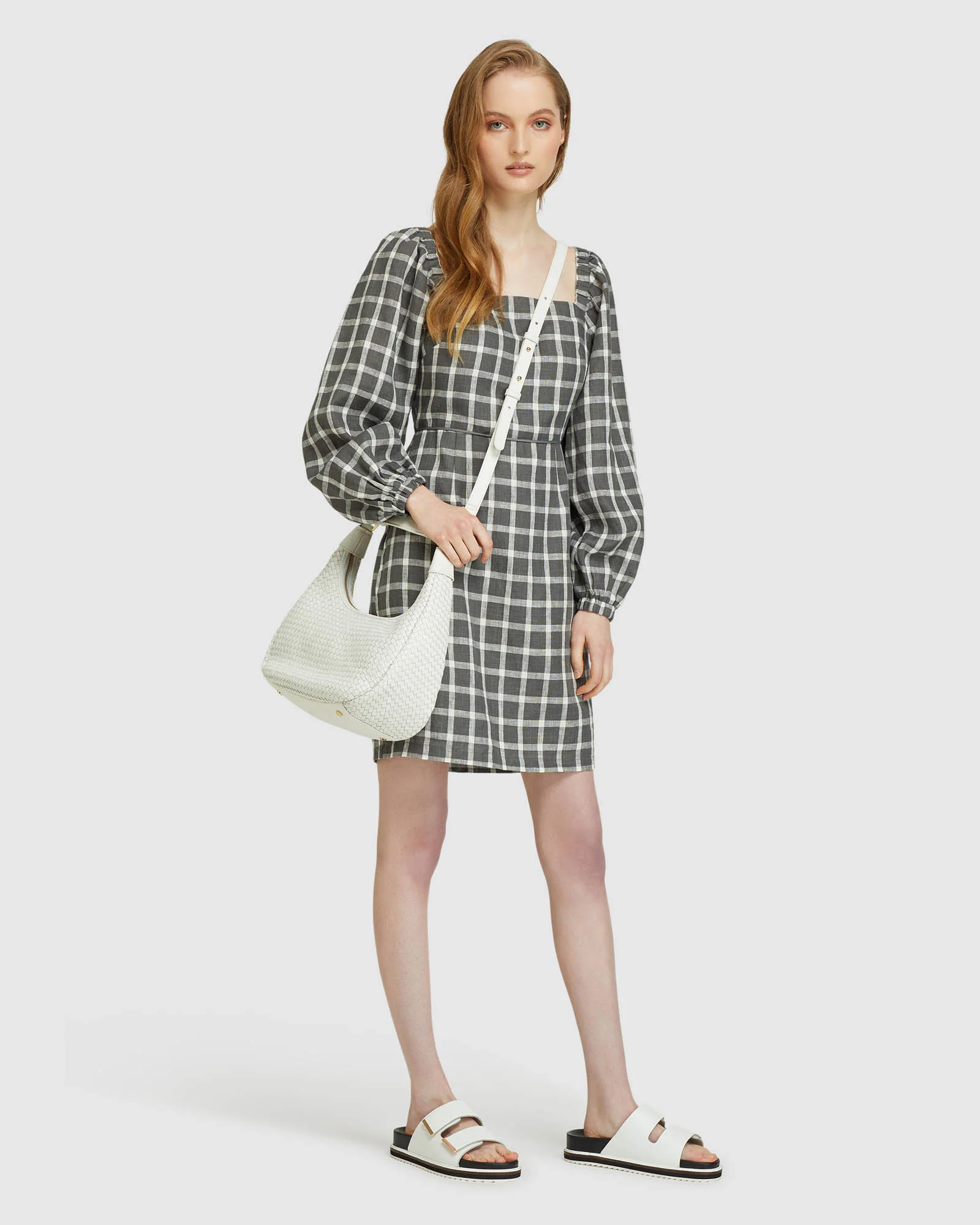 Cilly Check Linen Mini Dress - Image 5