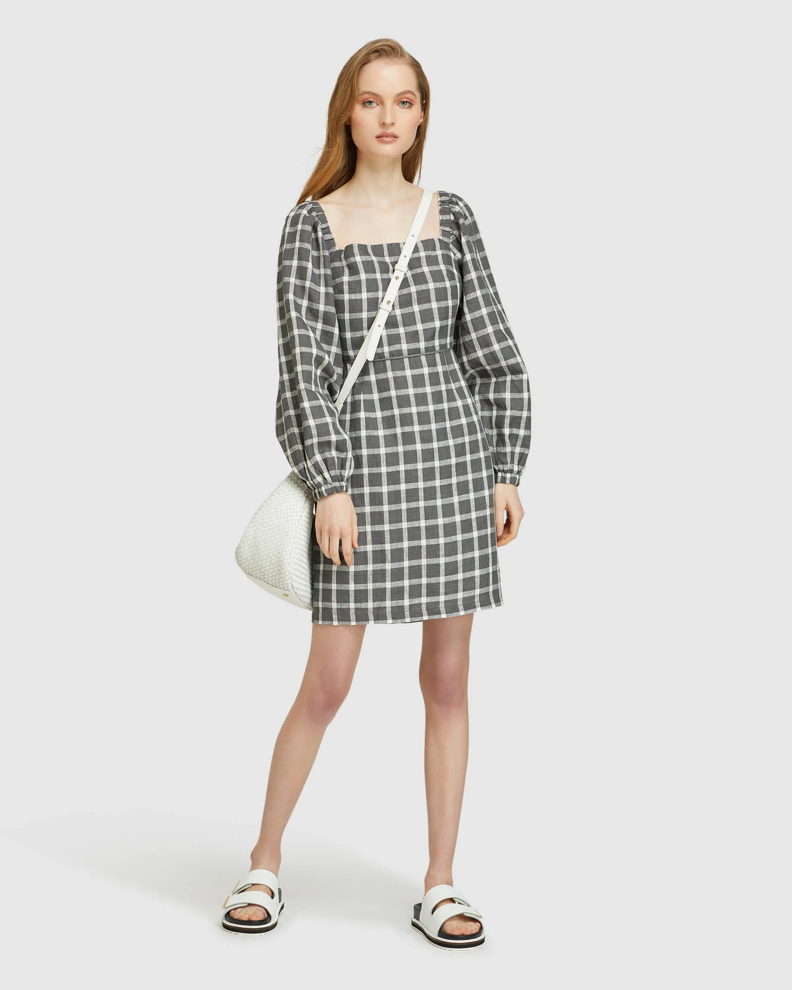 Cilly Check Linen Mini Dress - Image 8