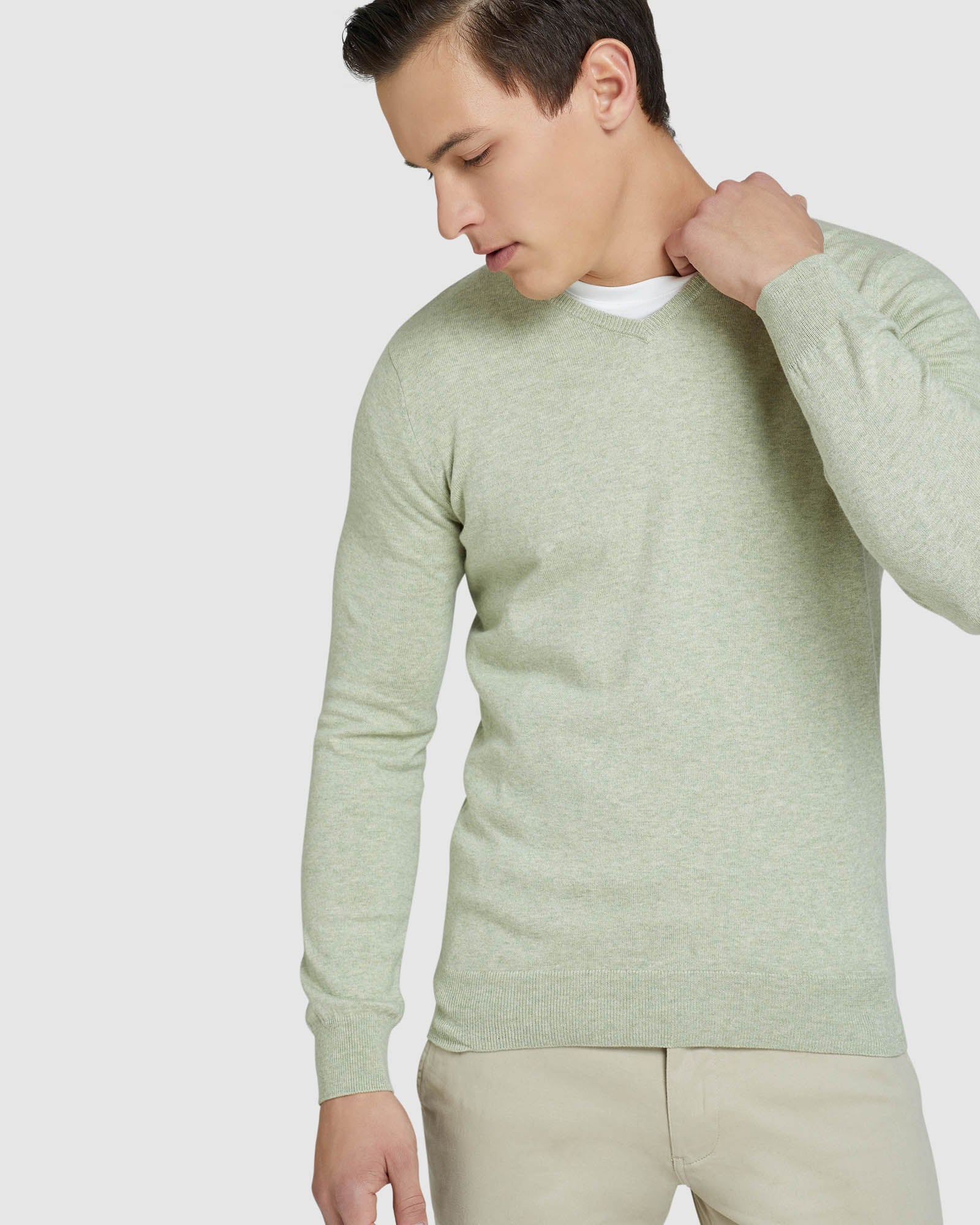 Cotton Cashmere V-Neck Pullover - Image 10