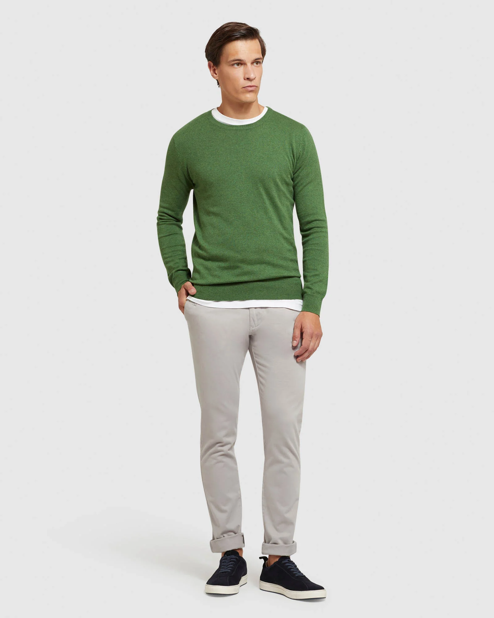 Crew Neck Cotton Cashmere Pullover - Image 11