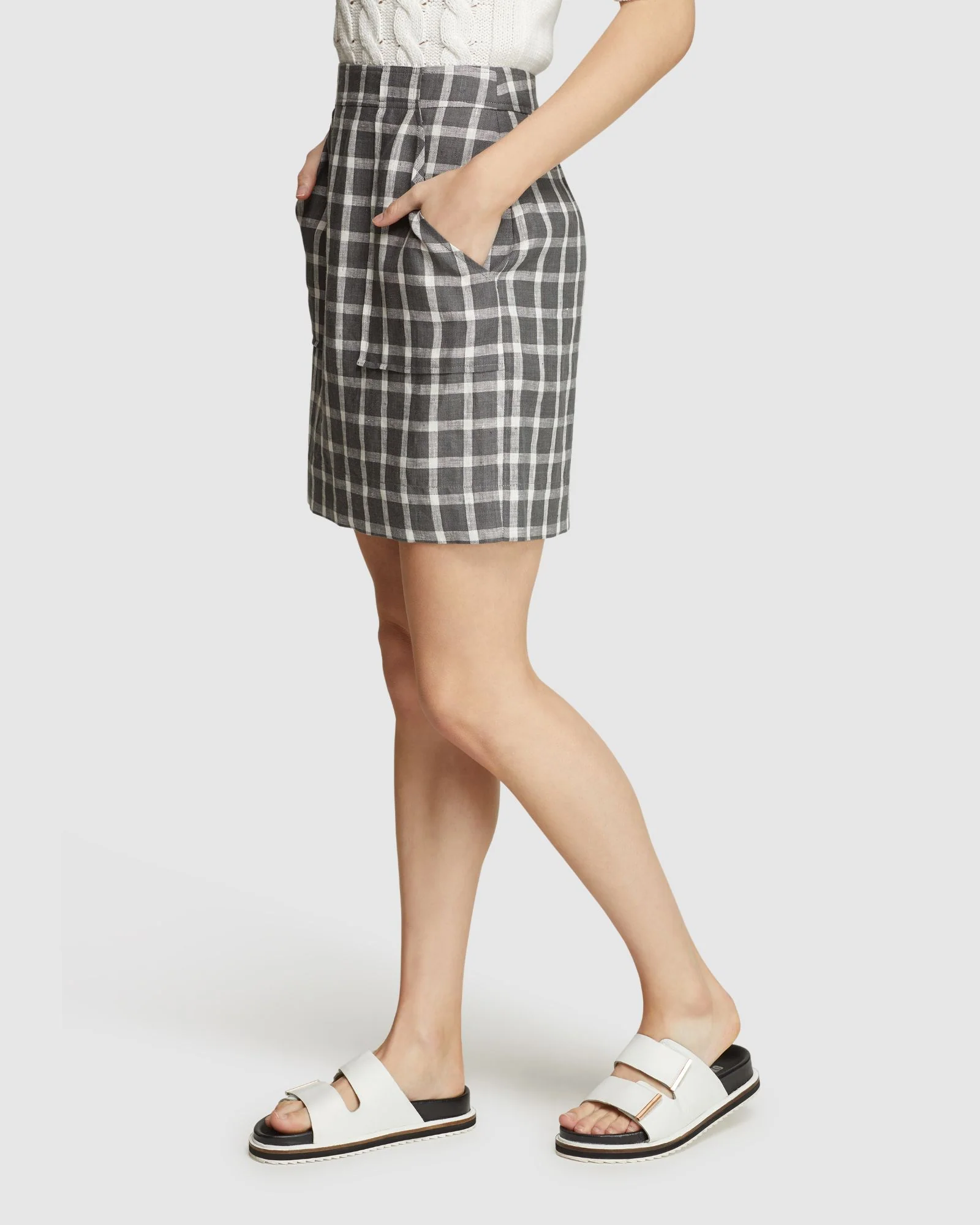 Darcy Check Linen Mini Skirt - Image 3