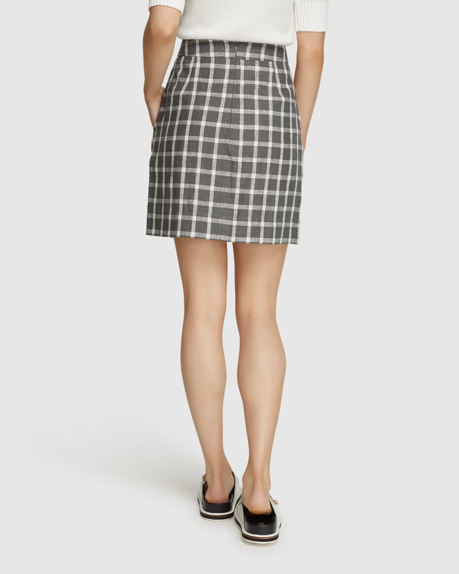 Darcy Check Linen Mini Skirt - Image 4