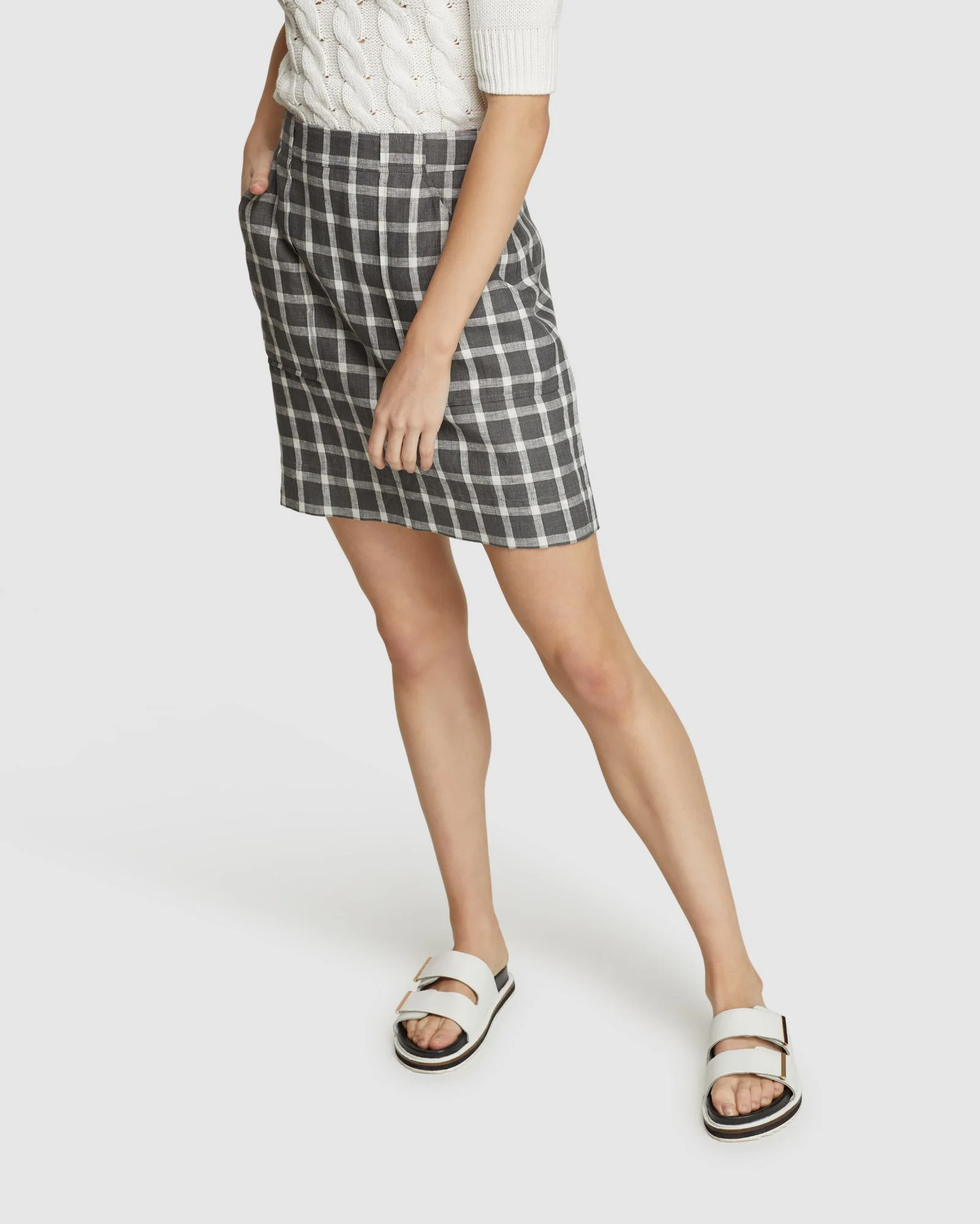 Darcy Check Linen Mini Skirt - Image 5