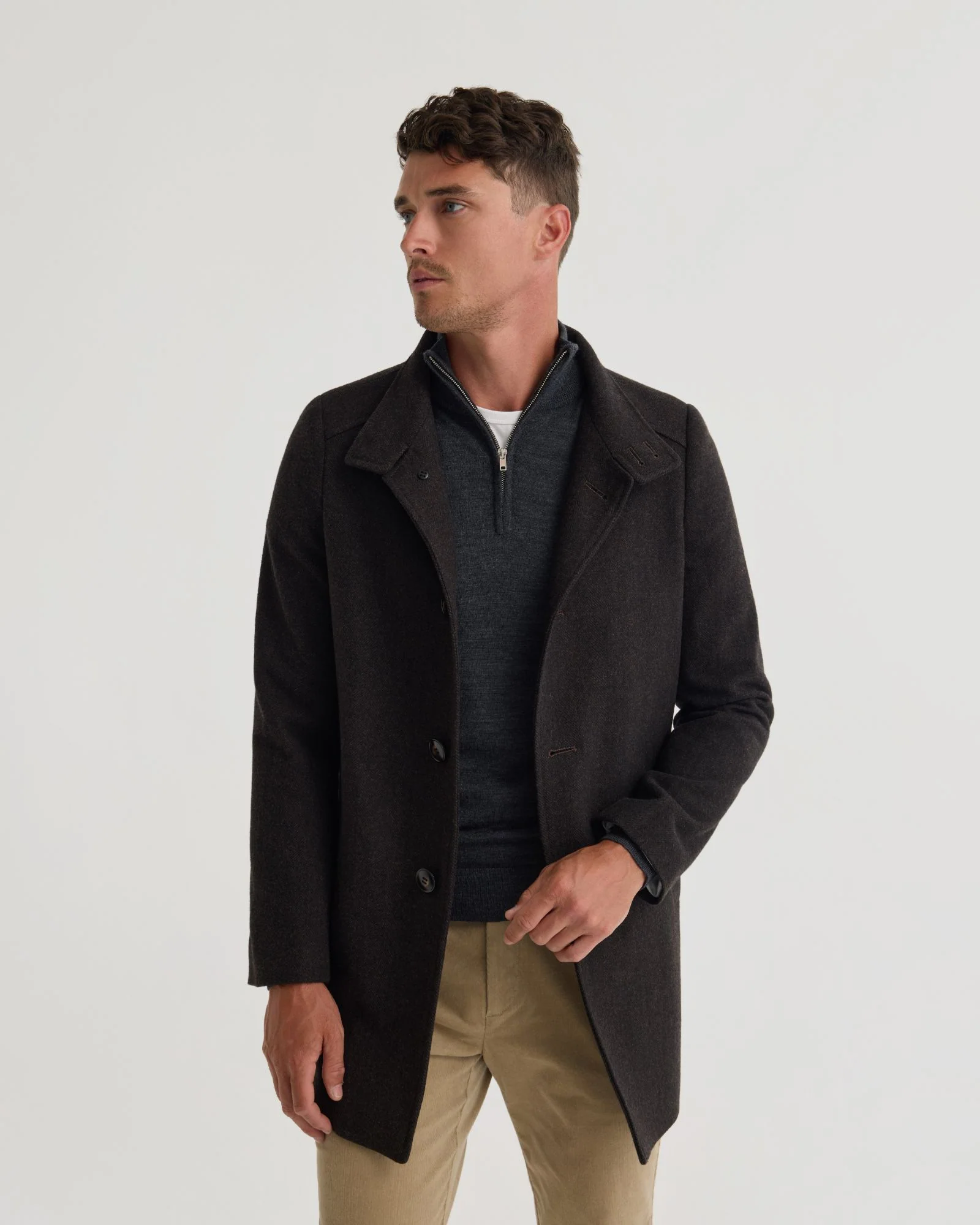 Dunbar Herringbone Wool Coat - Image 7