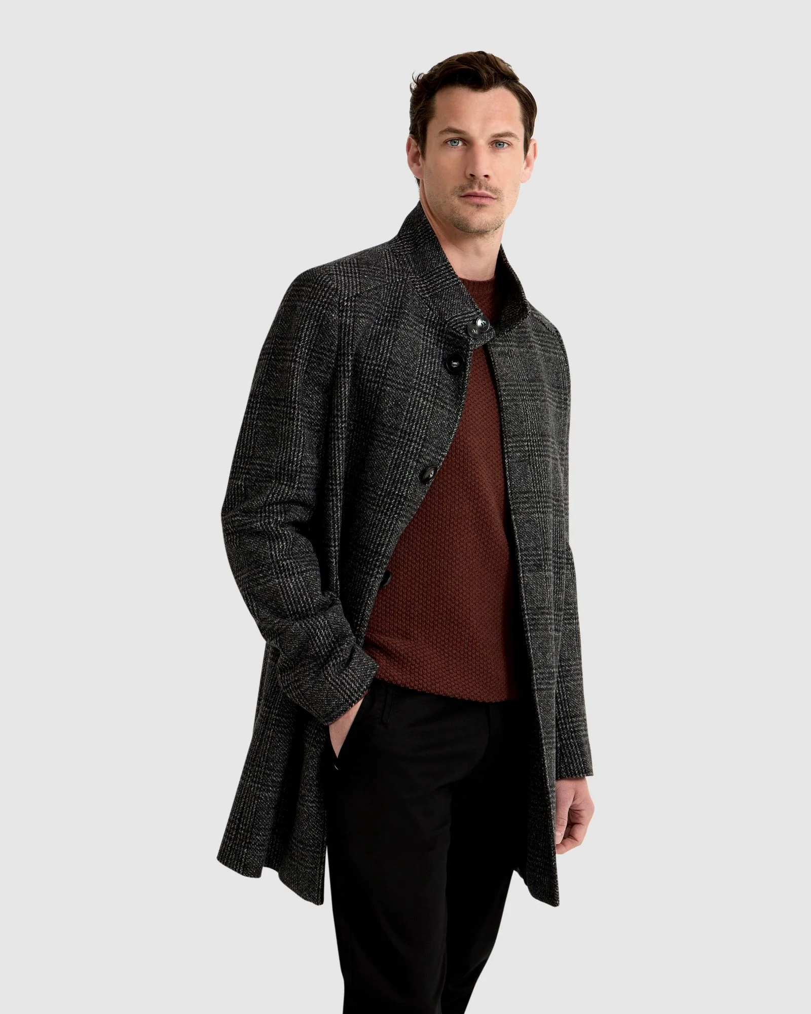 Dunbar Wool Rich Check Overcoat - Image 2