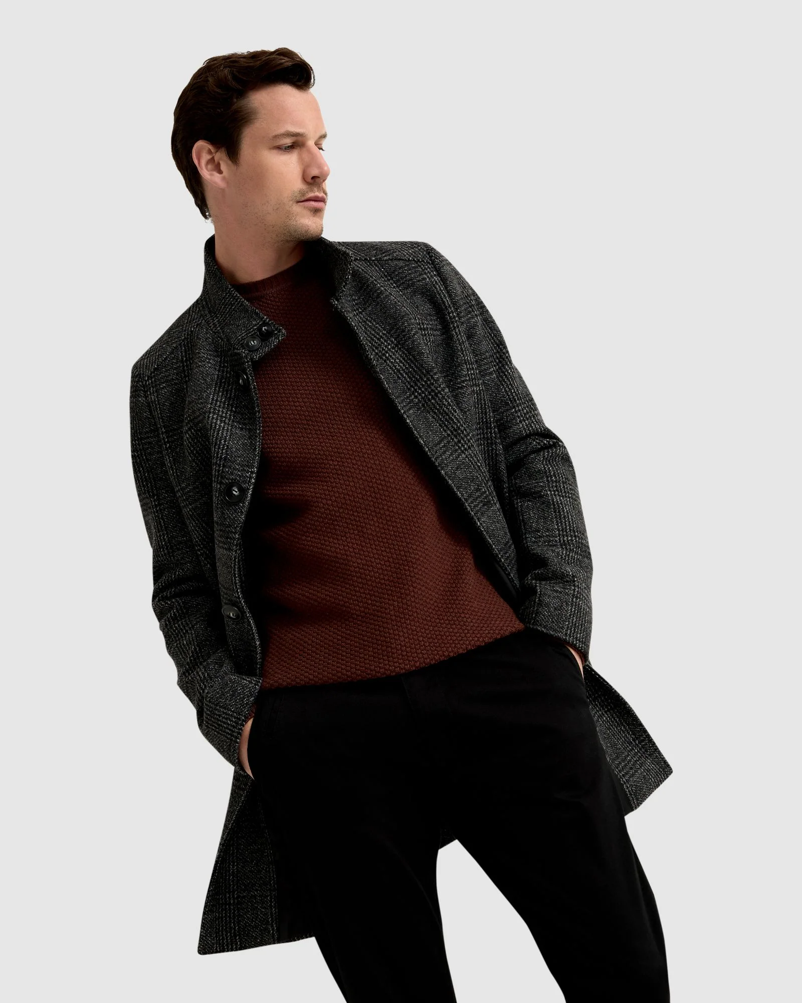 Dunbar Wool Rich Check Overcoat - Image 4