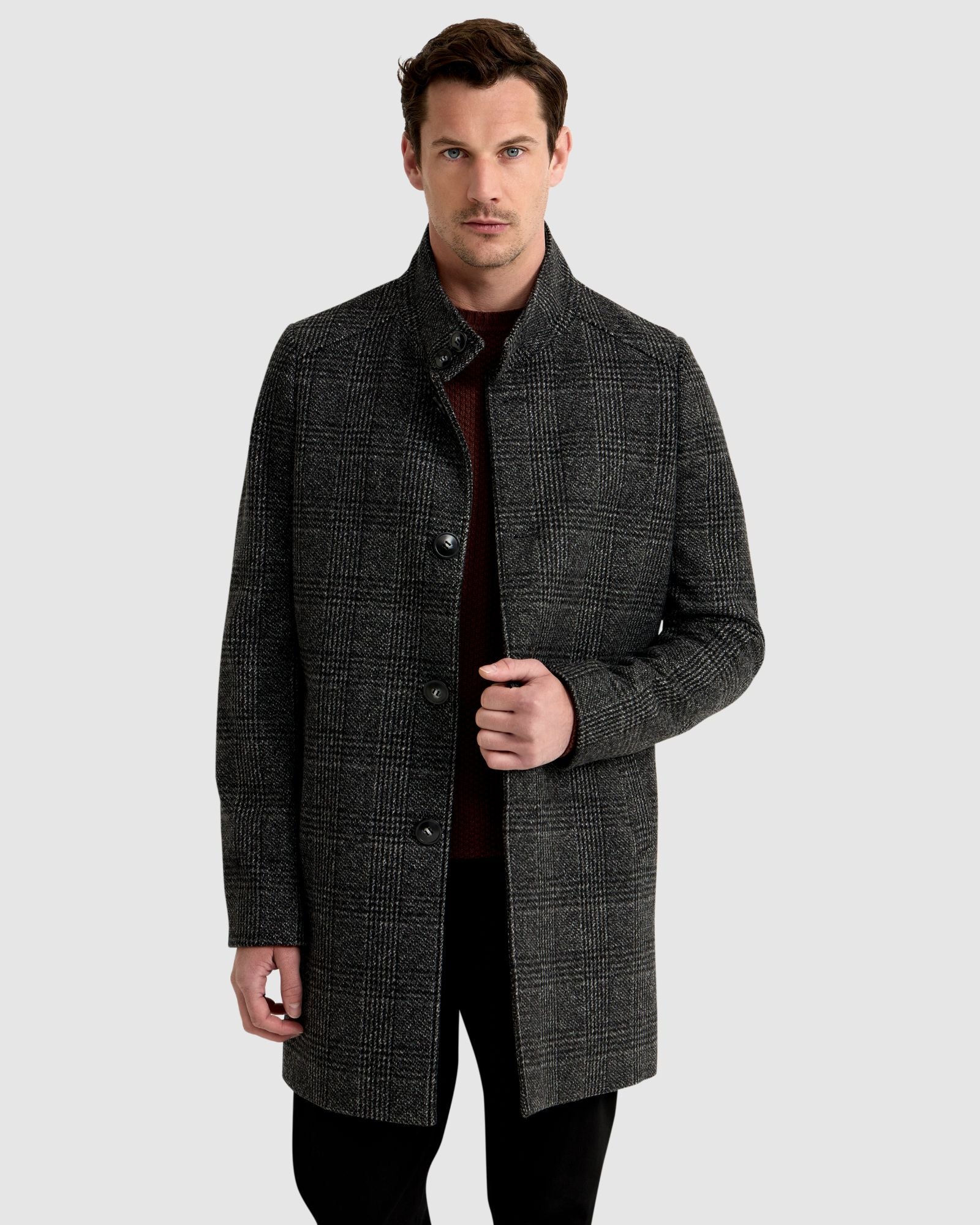 Dunbar Wool Rich Check Overcoat - Image 5