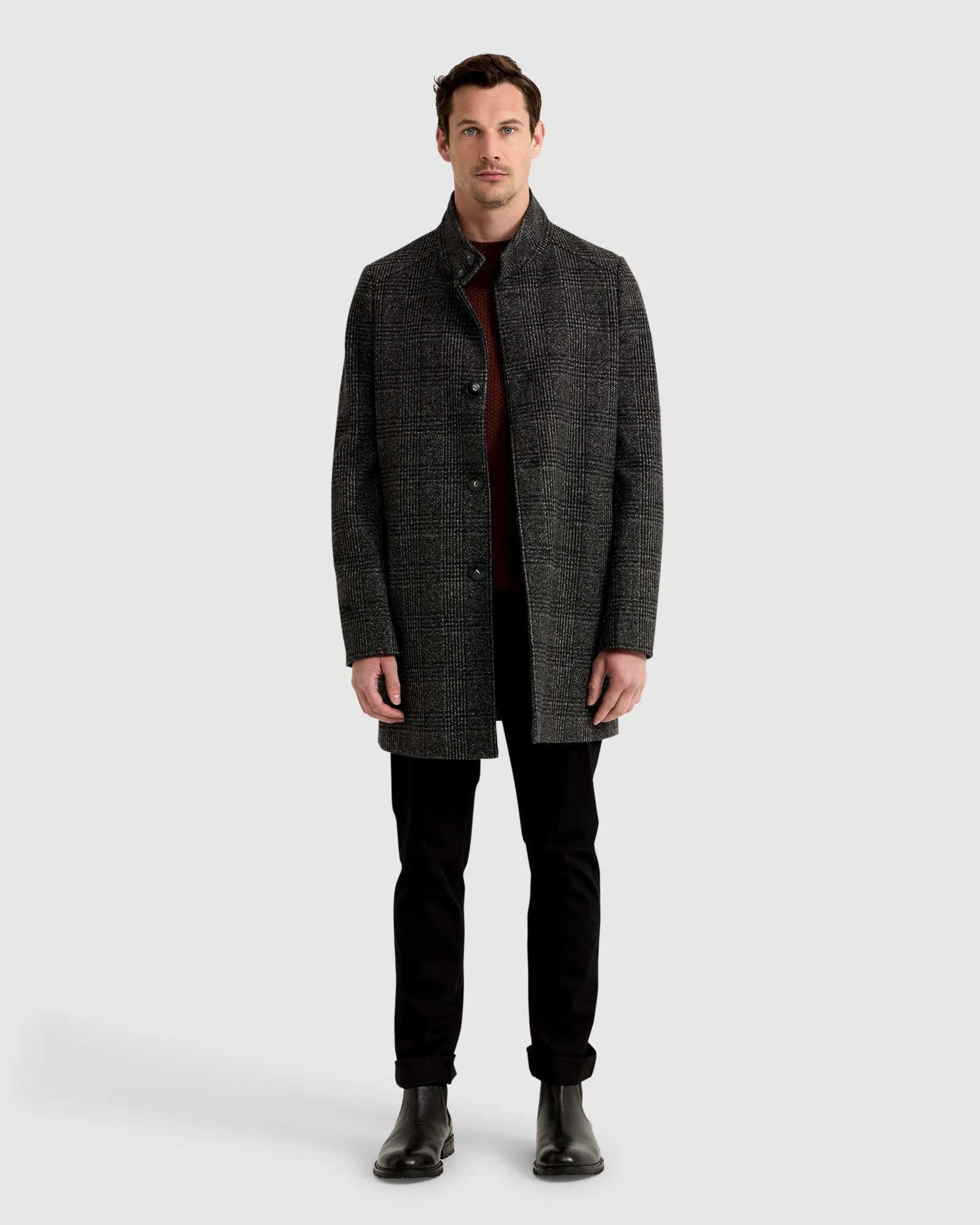 Dunbar Wool Rich Check Overcoat - Image 7