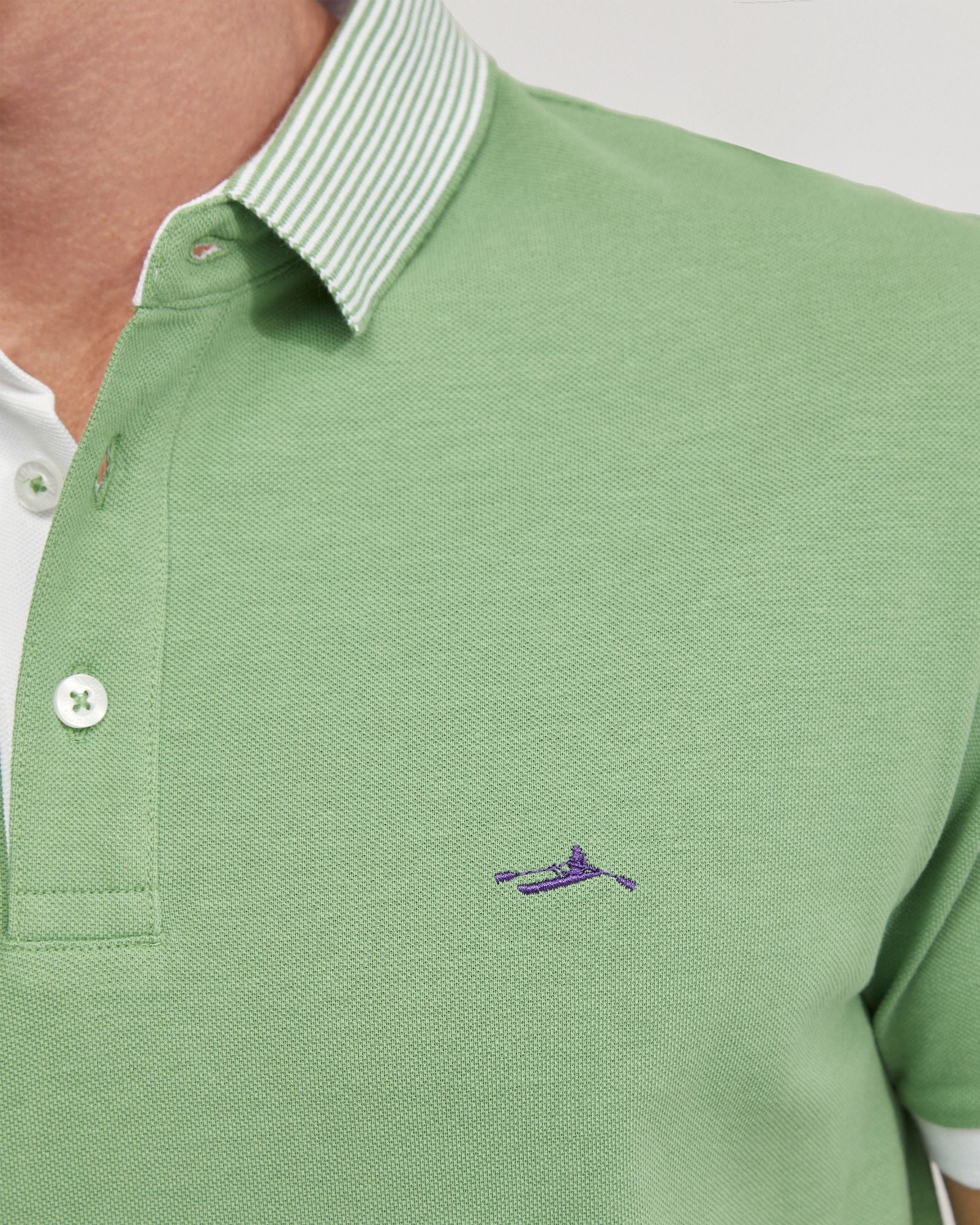Dylan Striped Collar Pique Polo - Image 12
