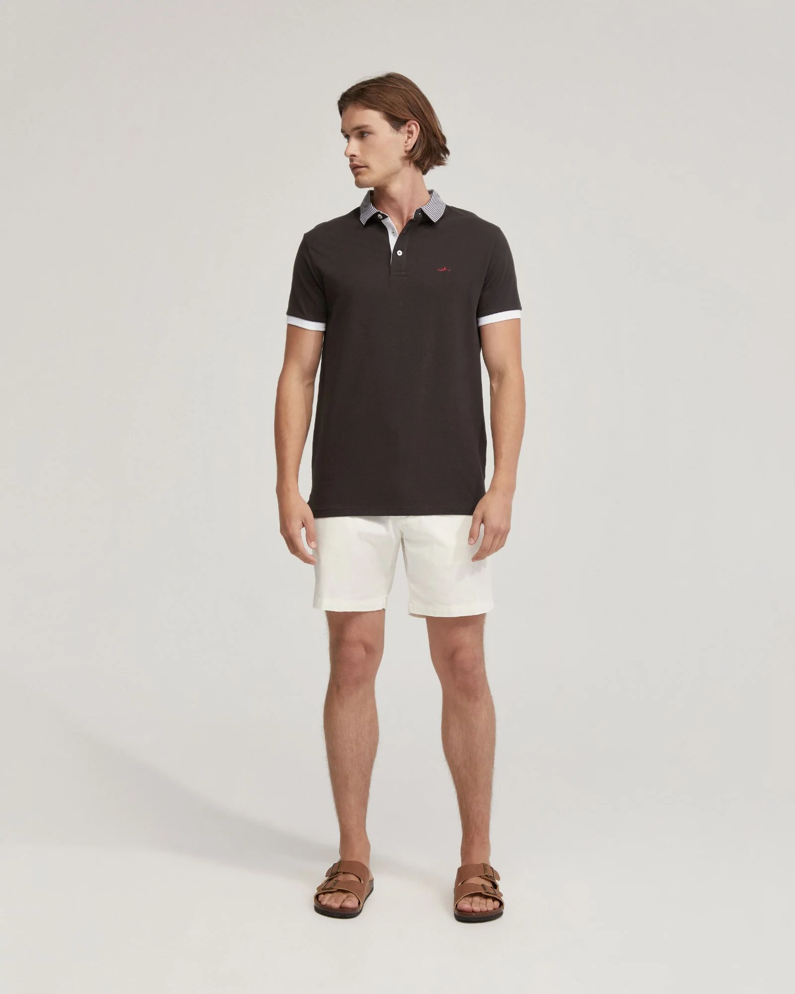 Dylan Striped Collar Pique Polo - Image 13
