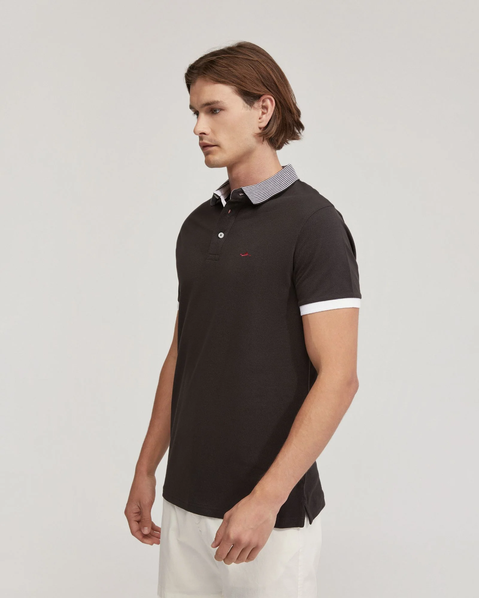 Dylan Striped Collar Pique Polo - Image 14
