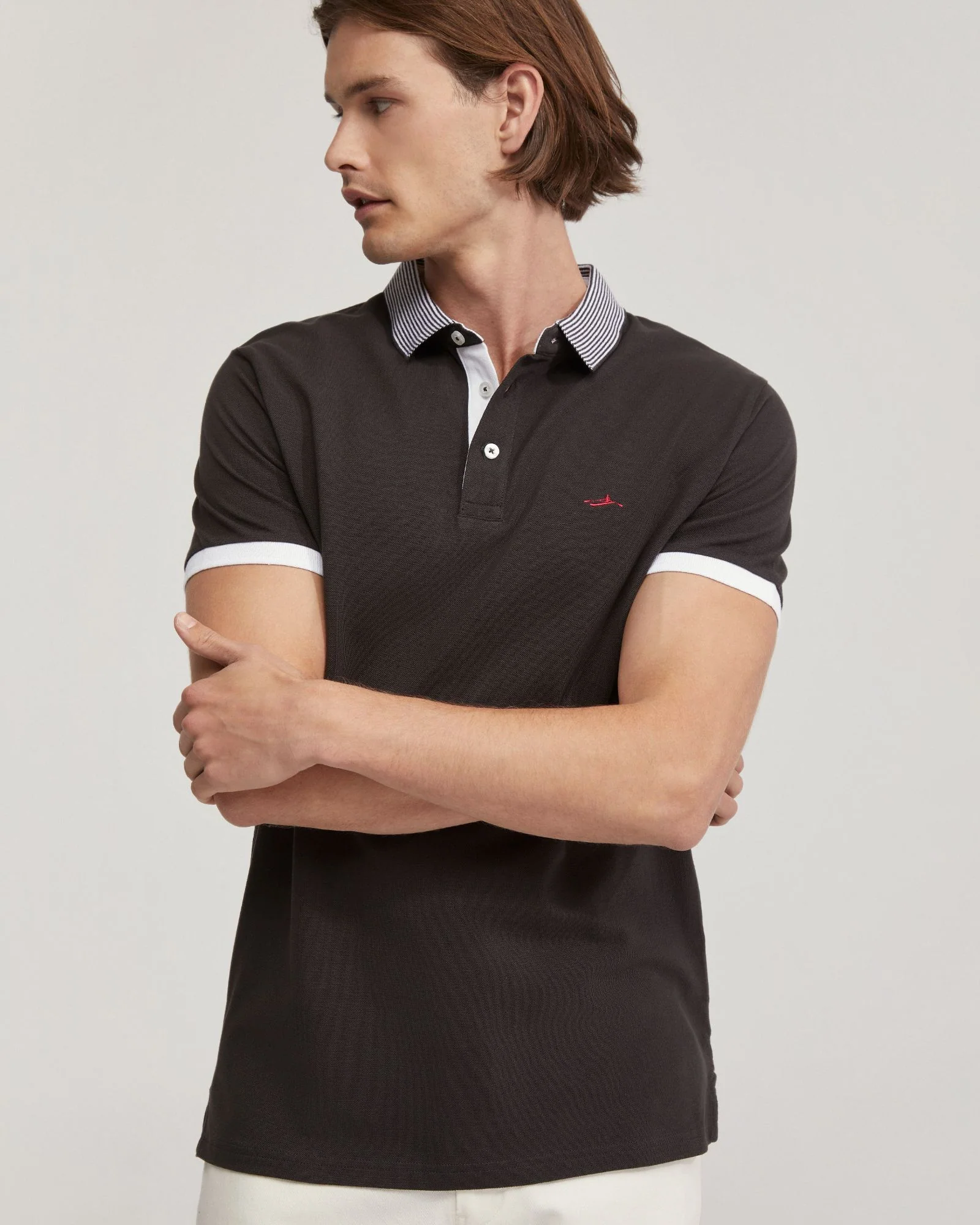Dylan Striped Collar Pique Polo - Image 16