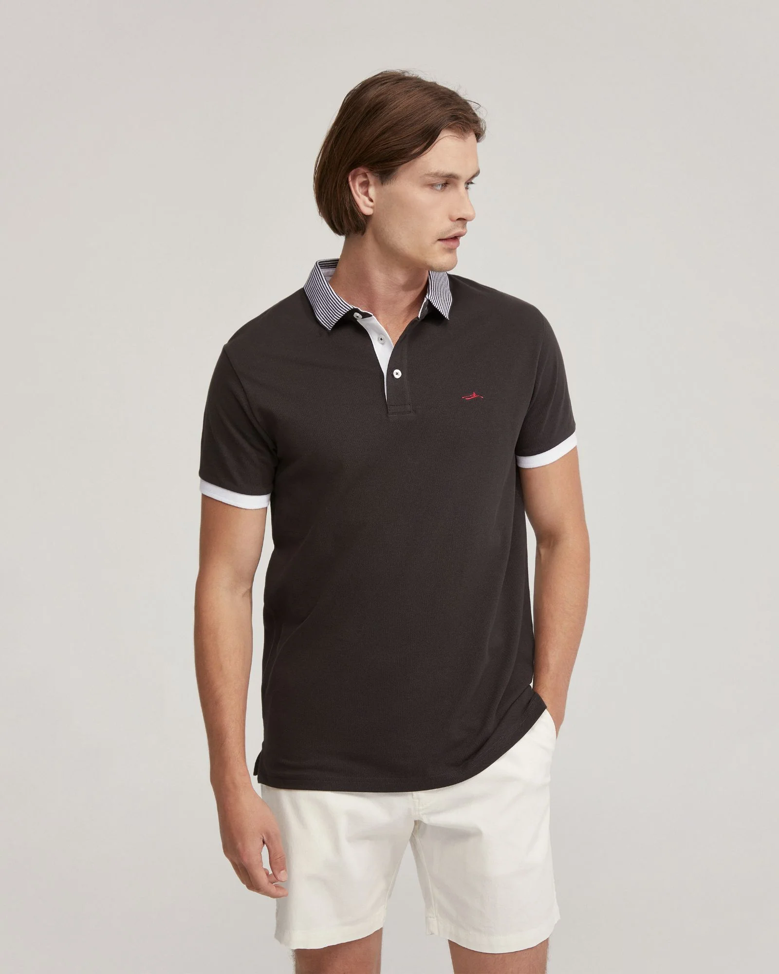 Dylan Striped Collar Pique Polo - Image 17