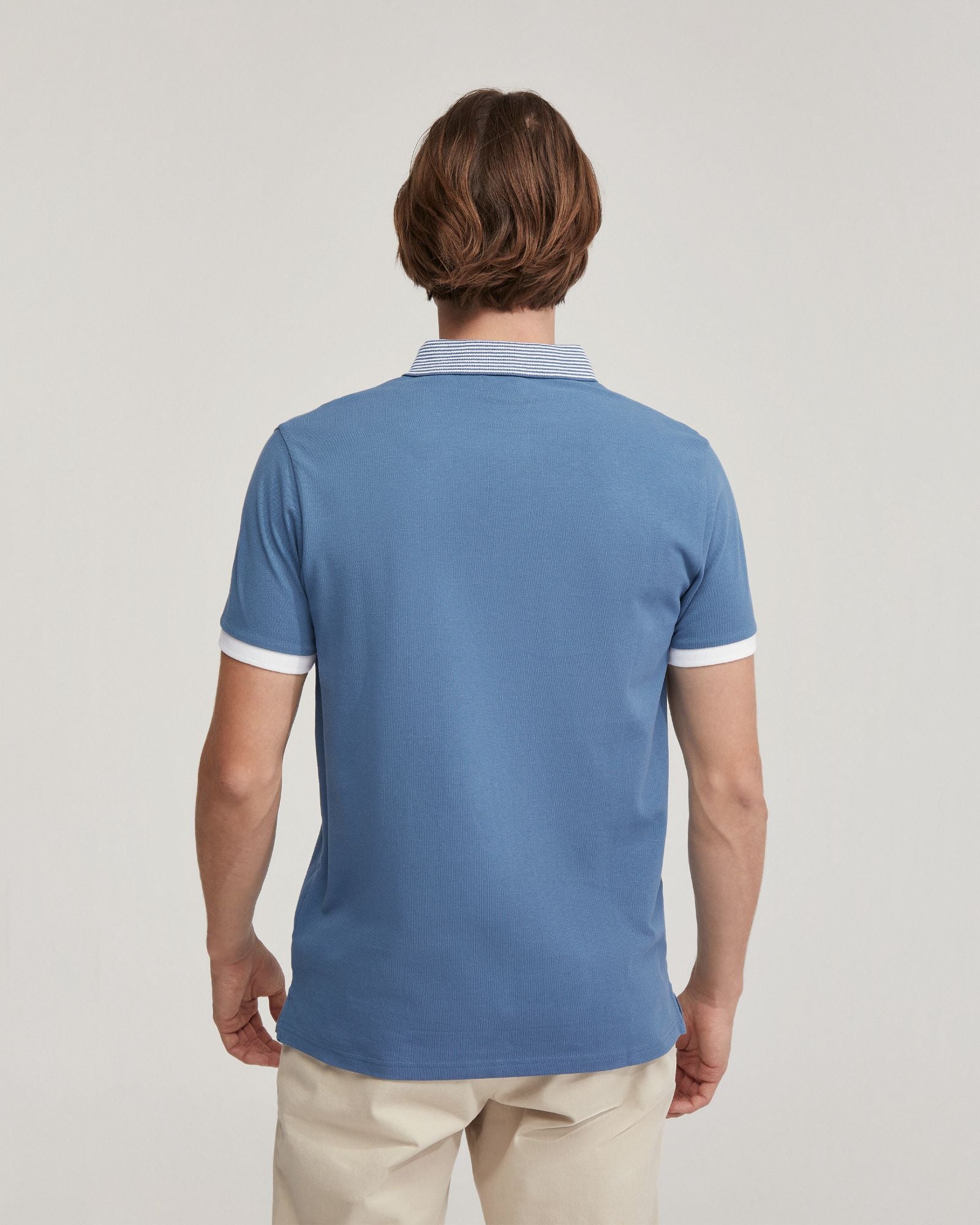 Dylan Striped Collar Pique Polo - Image 3