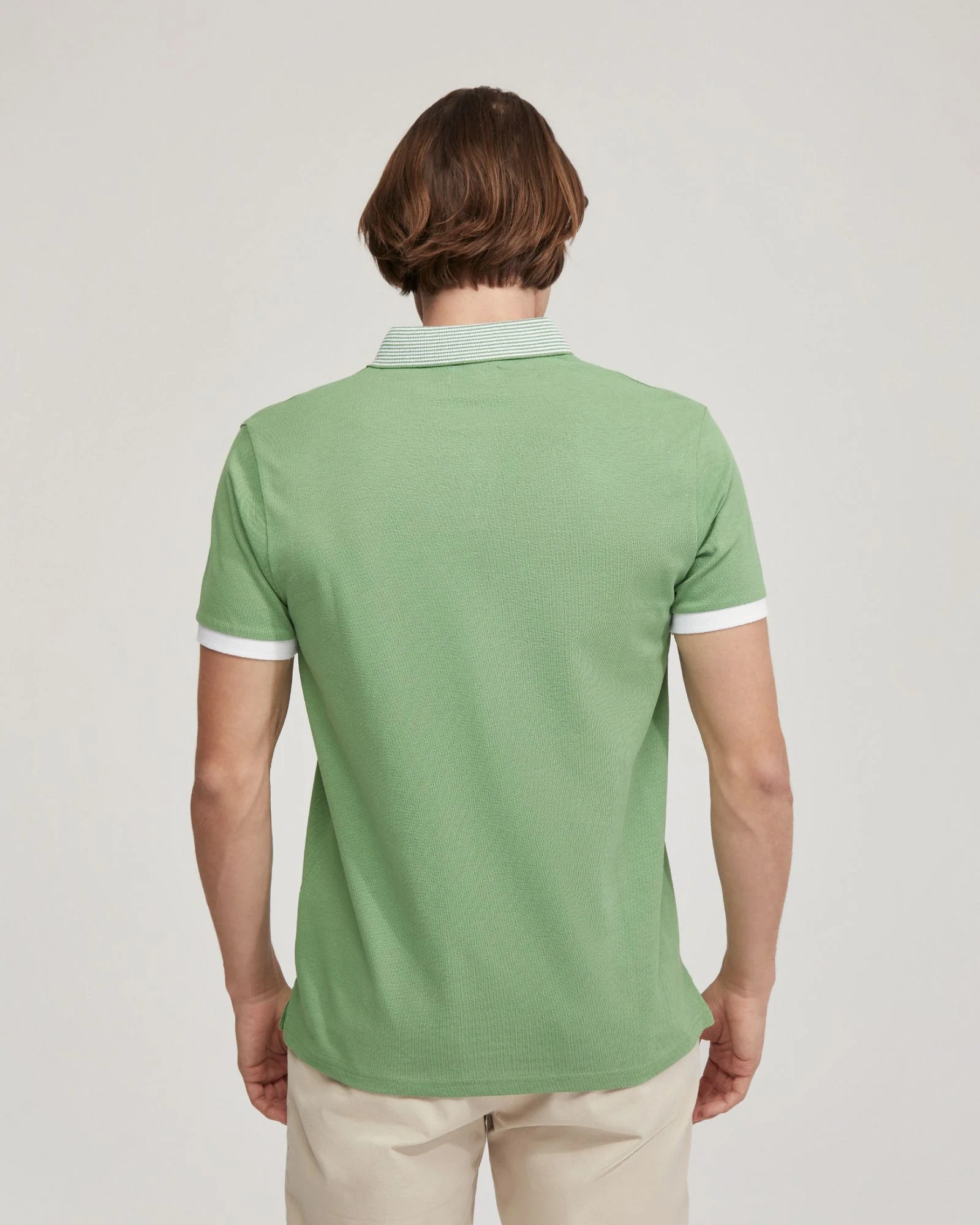 Dylan Striped Collar Pique Polo - Image 9