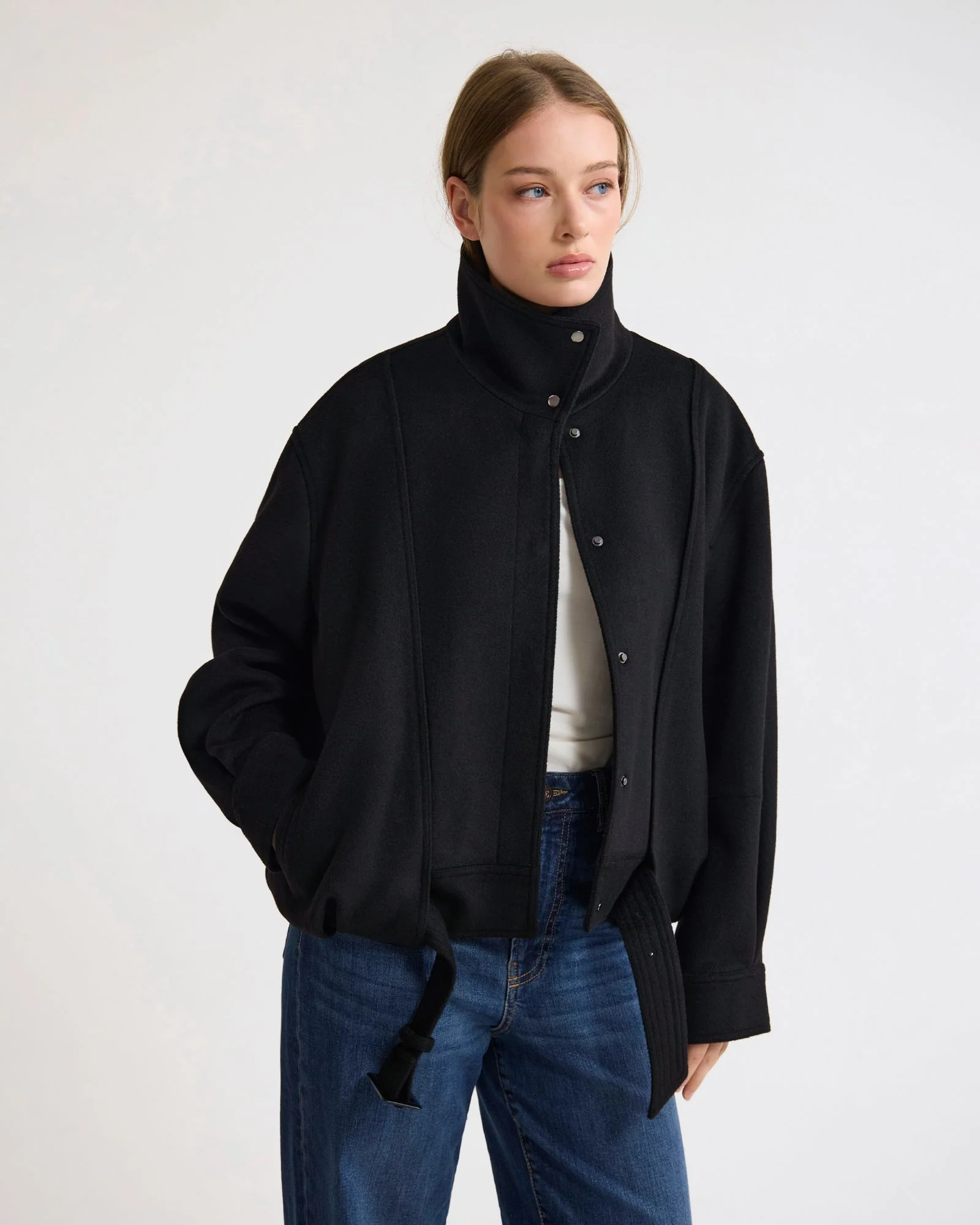 Emma Wool Blend Funnel Trm Jacket - Image 5