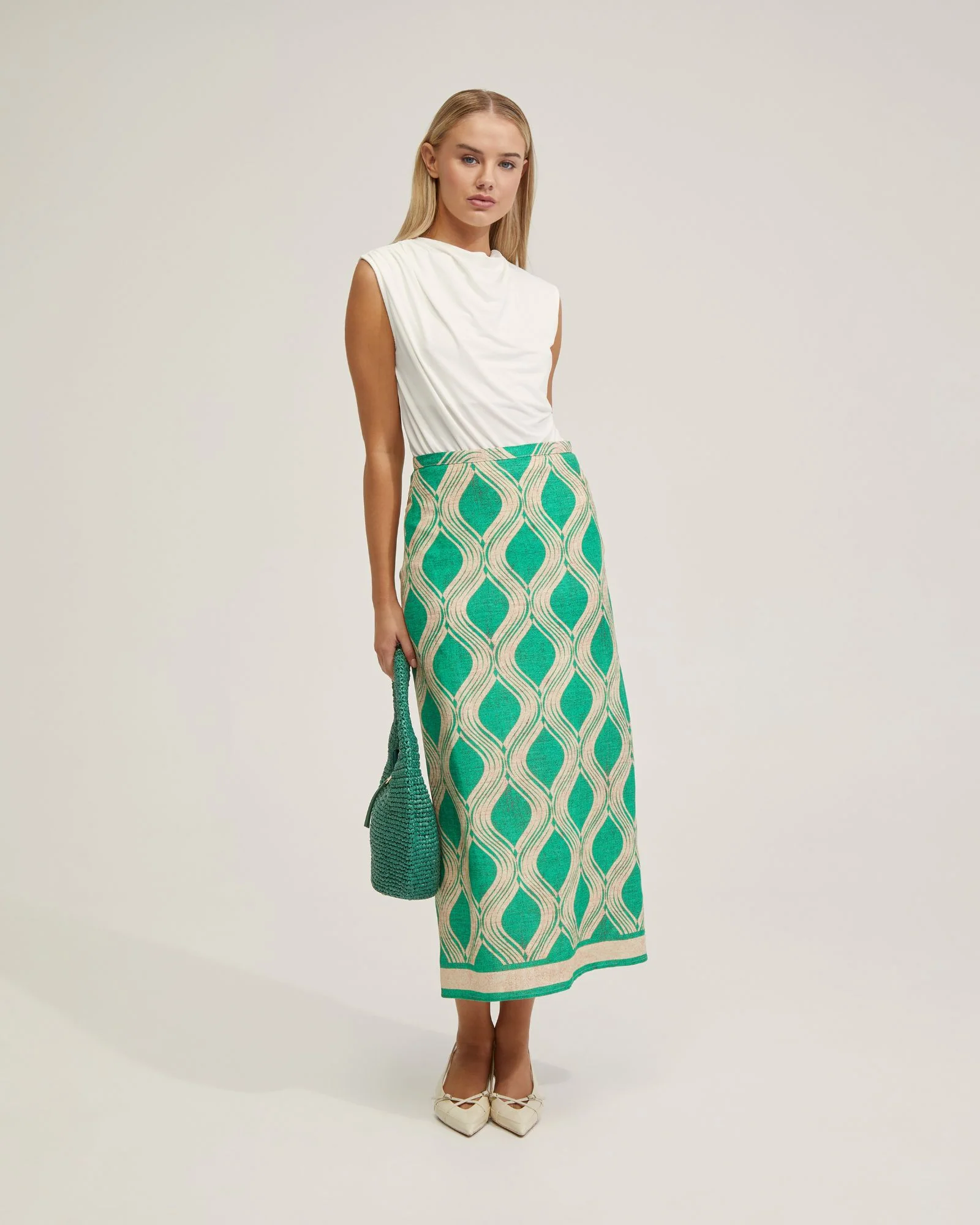 Grechen Linen Blend Printed Skirt - Image 5