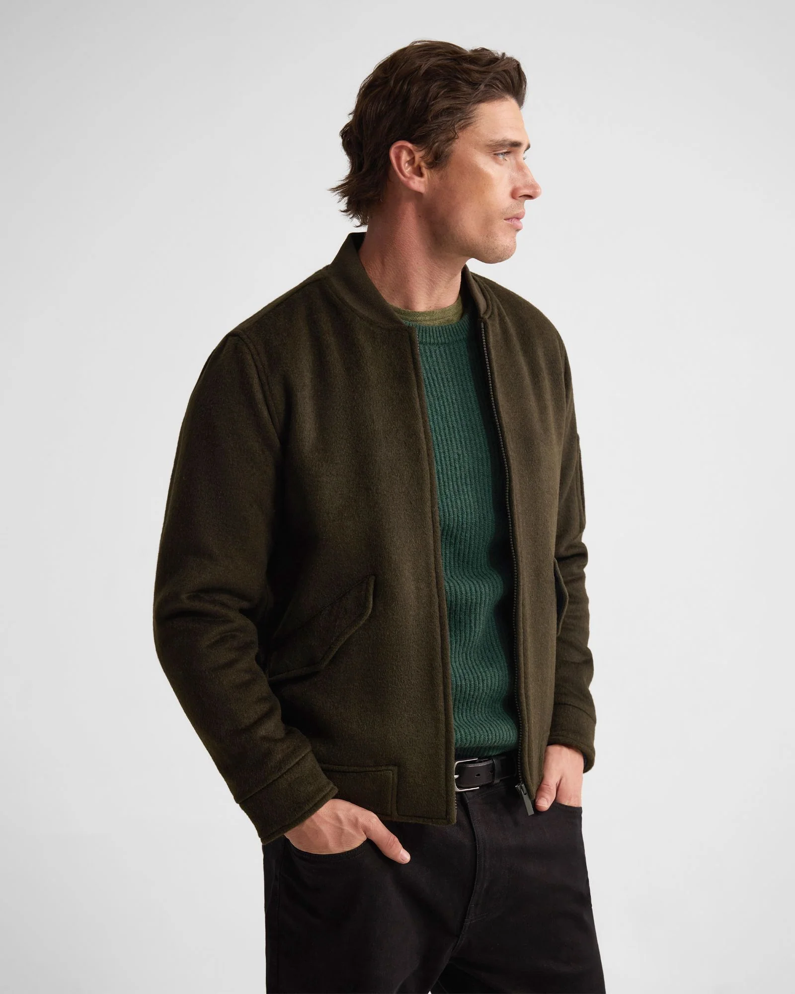 Hamish Wool Blend Bomber Jacket - Image 2