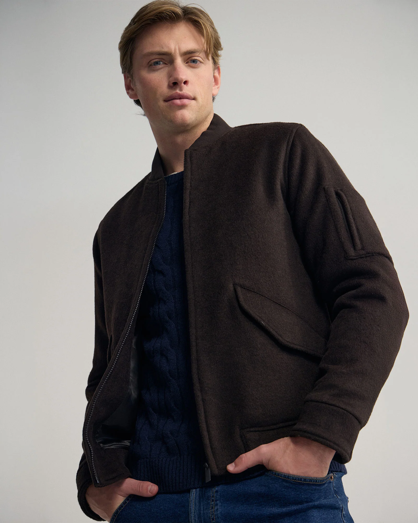 Hamish Wool Blend Bomber Jacket - Image 9