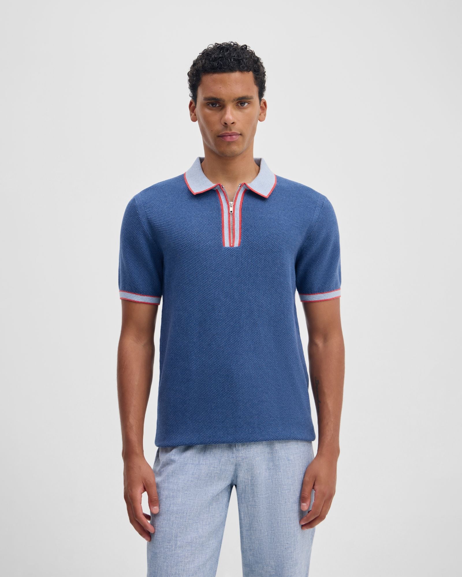 Holden Zip Neck Knitted Polo - Image 6