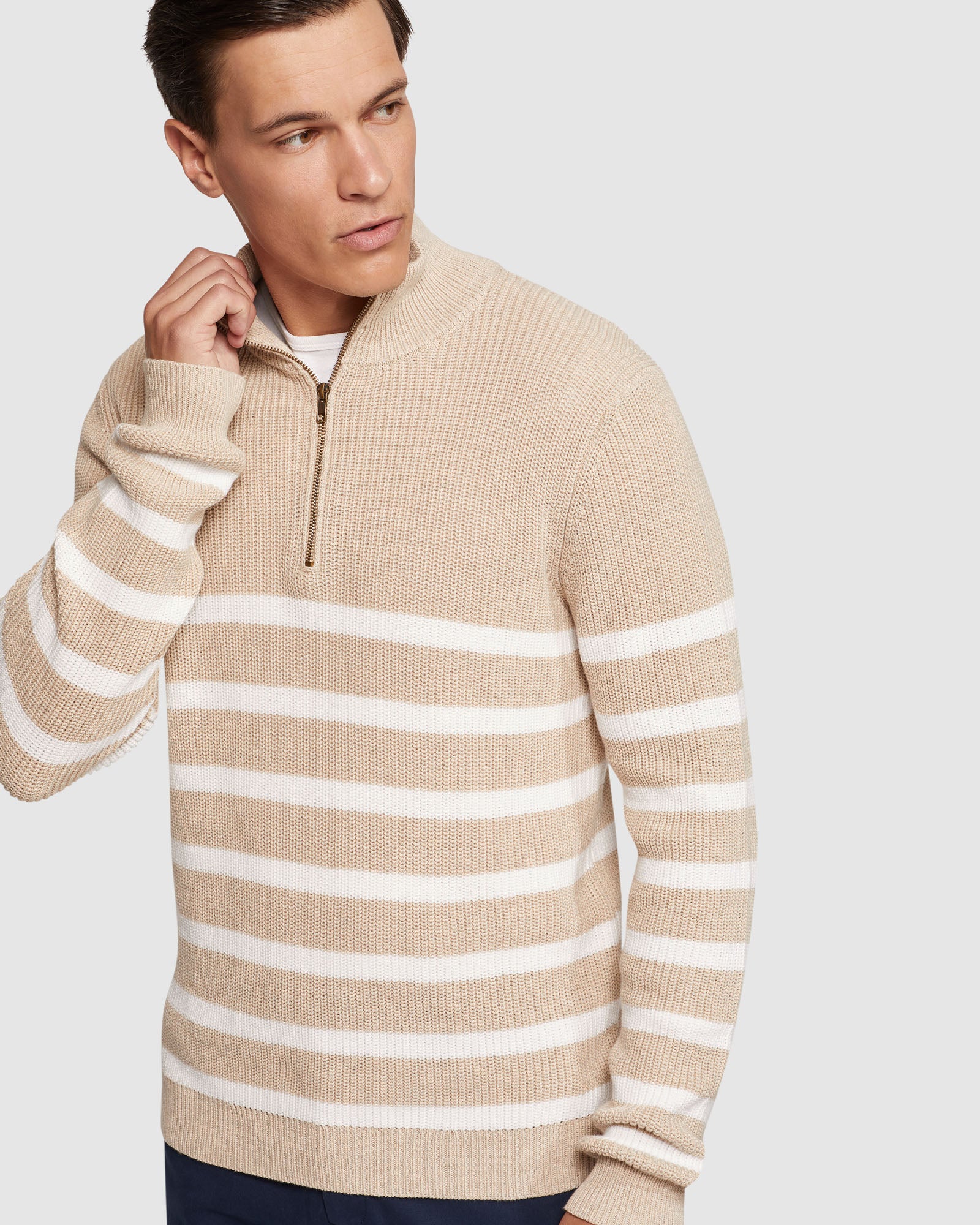 Jack Knitted Stripe Zip Up Sweater - Image 10