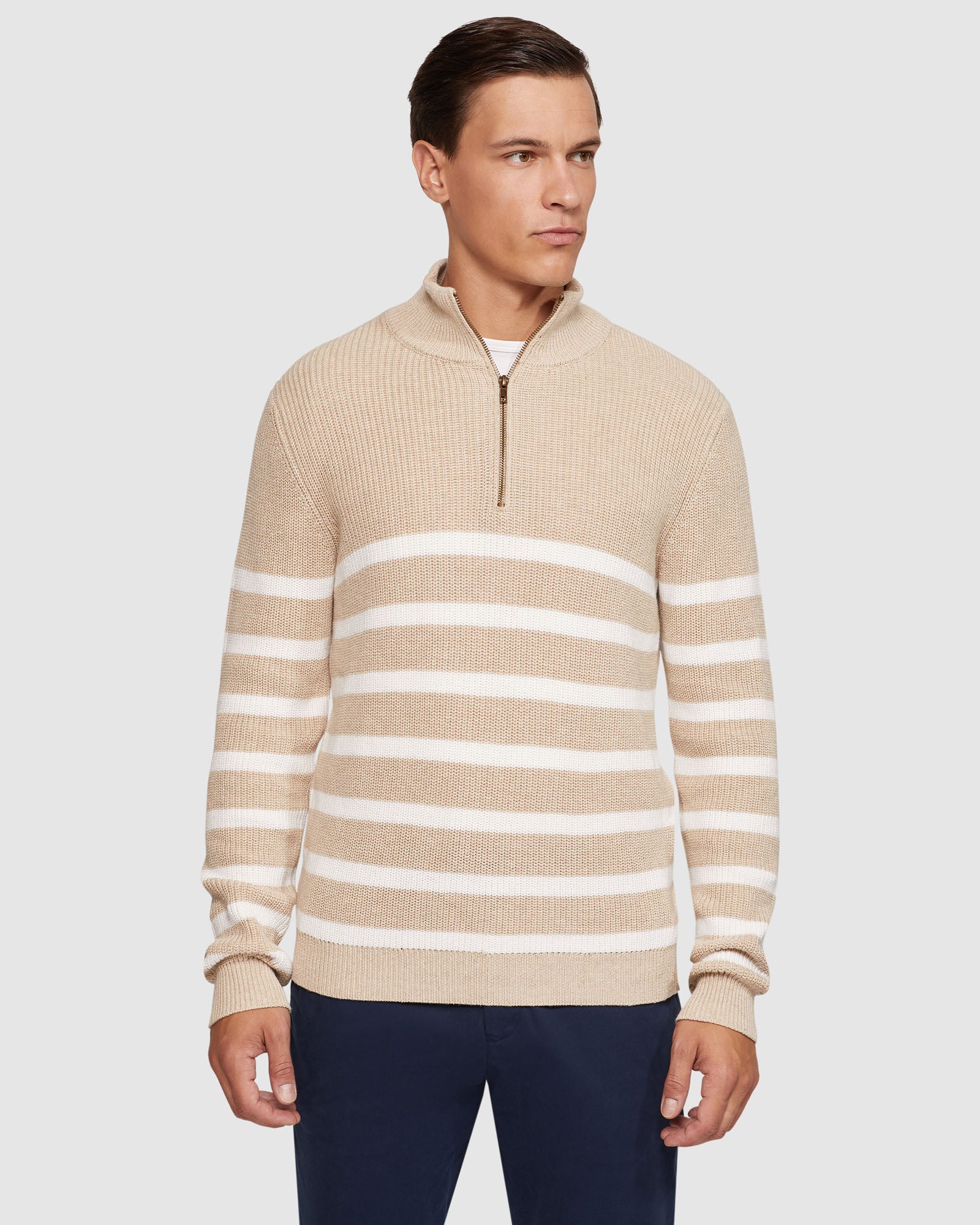 Jack Knitted Stripe Zip Up Sweater - Image 11