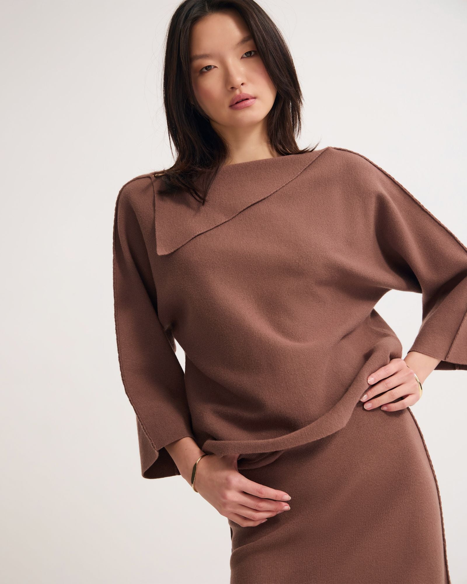Laura Knitted Folded Collar Top - Image 11