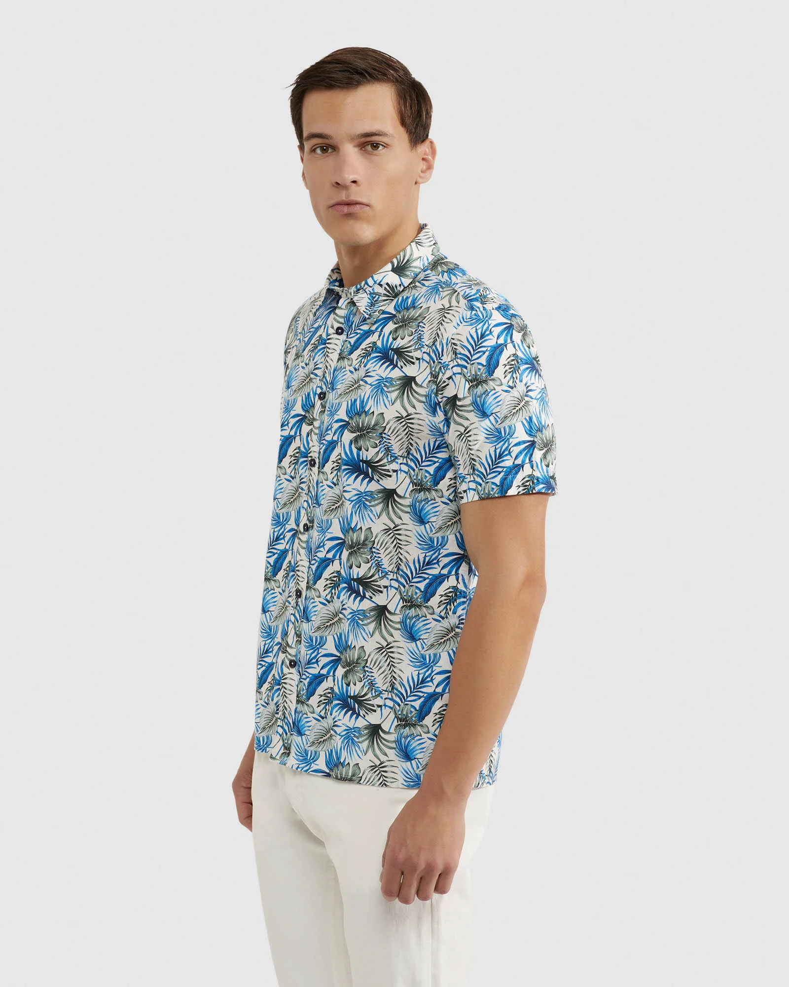 Leyton Linen Cotton Print Short Sleeve Shirt - Image 2