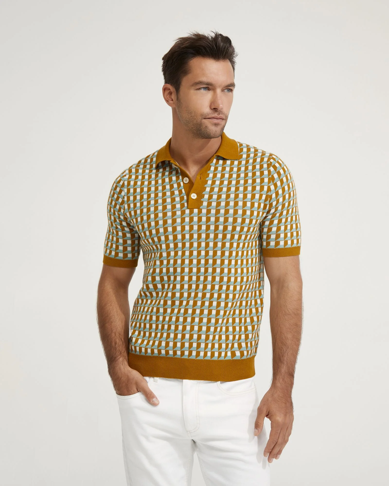 Louis Jacquard Knitted Polo - Image 11