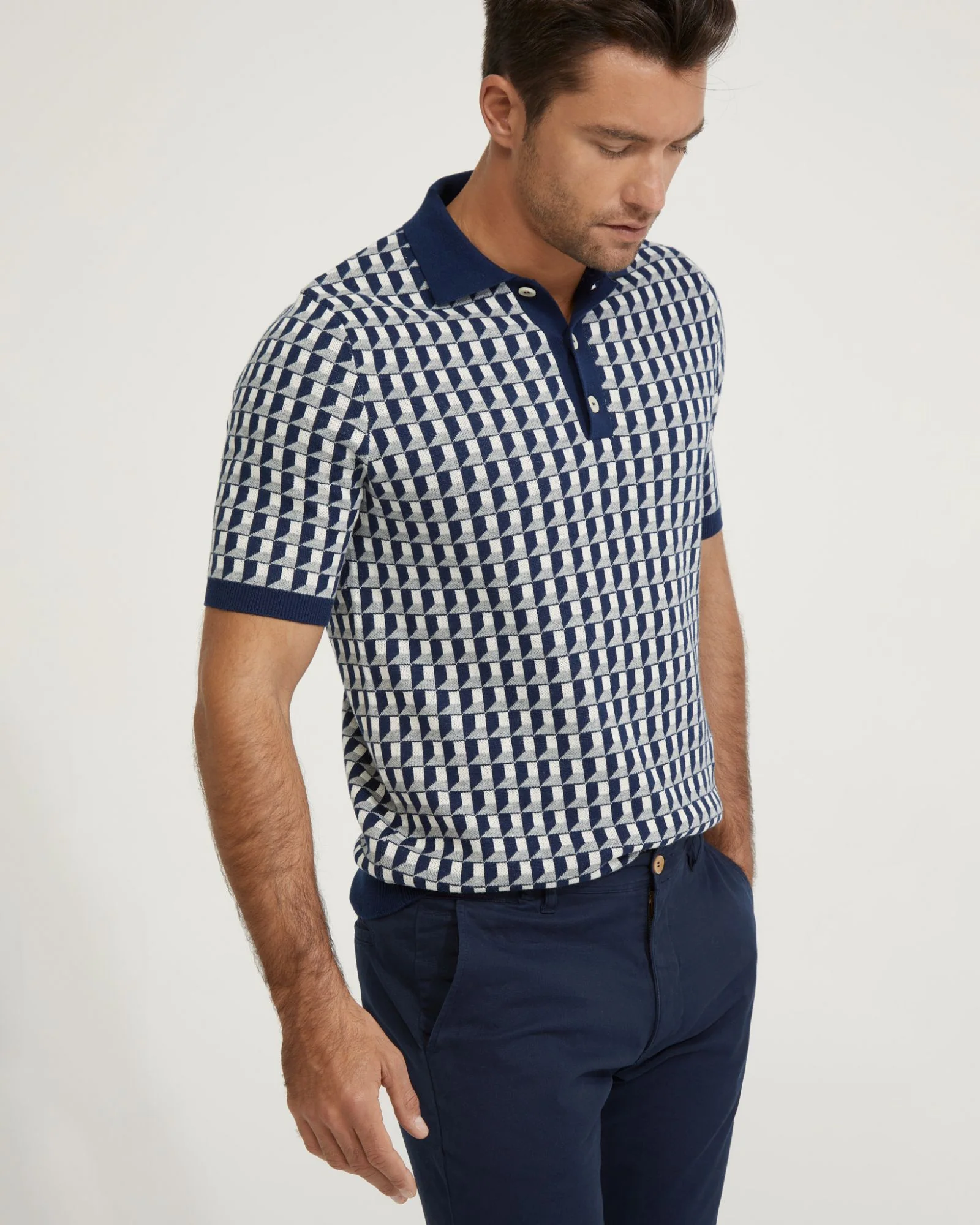 Louis Jacquard Knitted Polo - Image 4